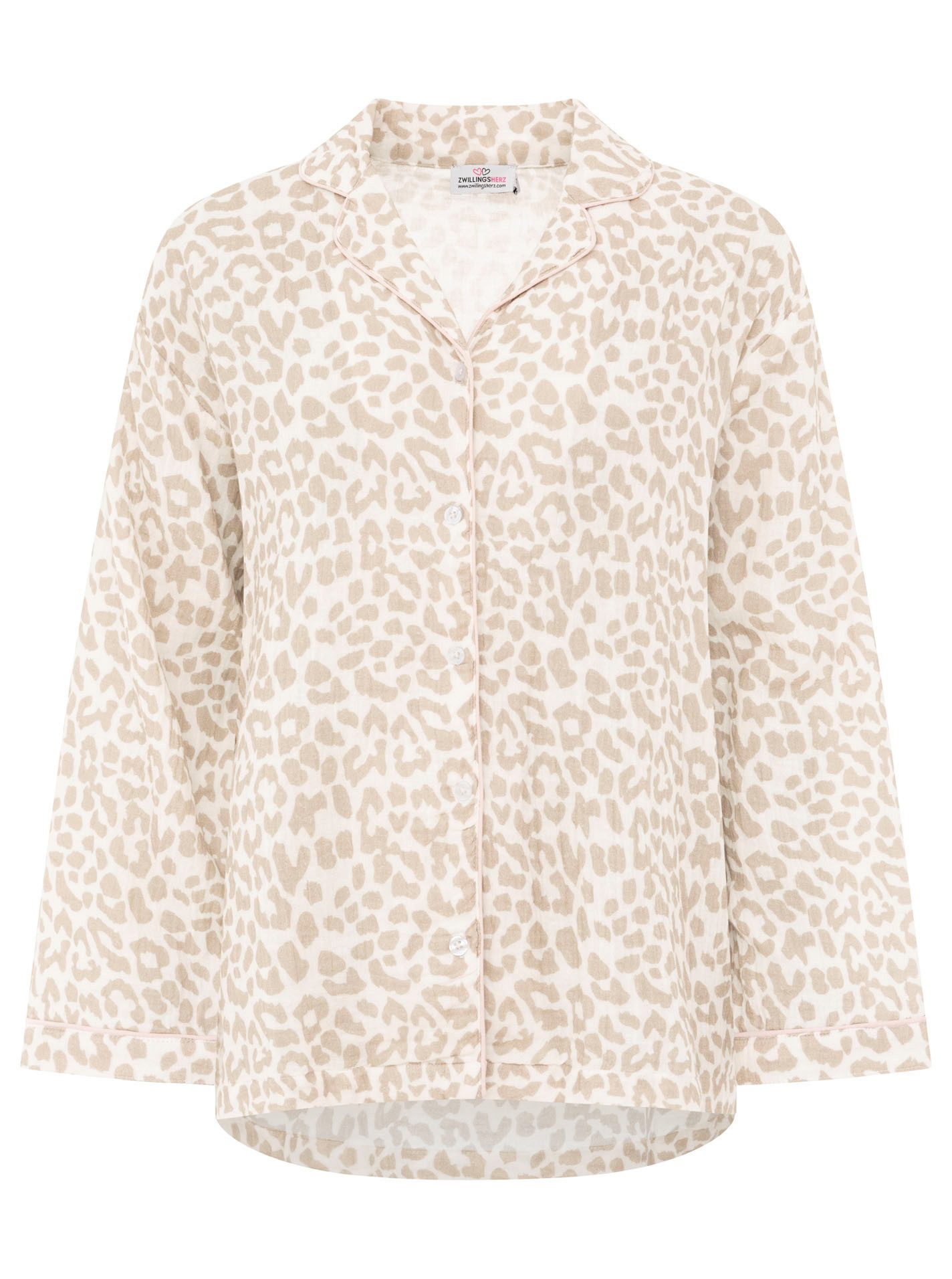 Zwillingsherz Pyjama Classic Leo (2 tlg) Leo-Muster, Oberteil mit Knöpfen, Hose mit elastischem Bund – Bild 2 von 5