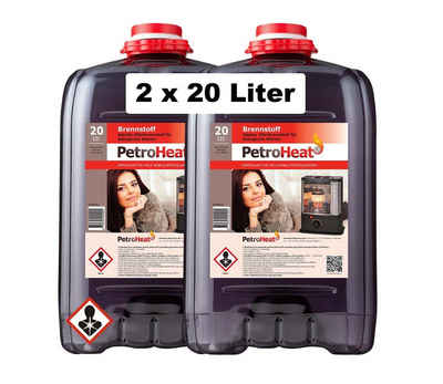 PetroHeat Petroleum 2 Kanister á 20 Liter Brennstoff für Petroleumofen, für mobile Petroleum-Heizung, Petroleumöfen, geruchsarm