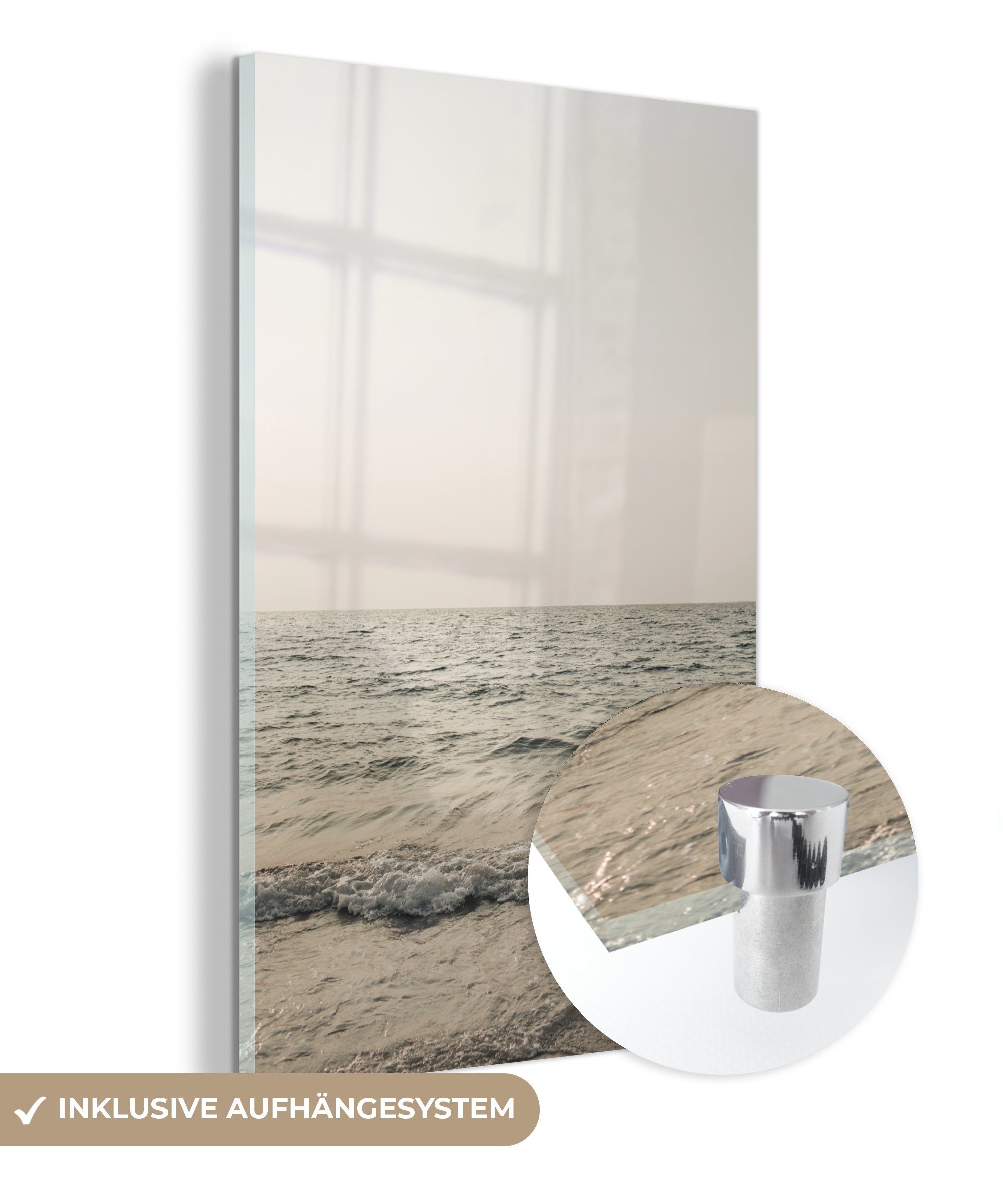 MuchoWow Acrylglasbild Sommer - Meer - Wanddekoration auf Bilder Glas - Wandbild - Glas Glasbilder St), (1 auf Weiß, - Foto