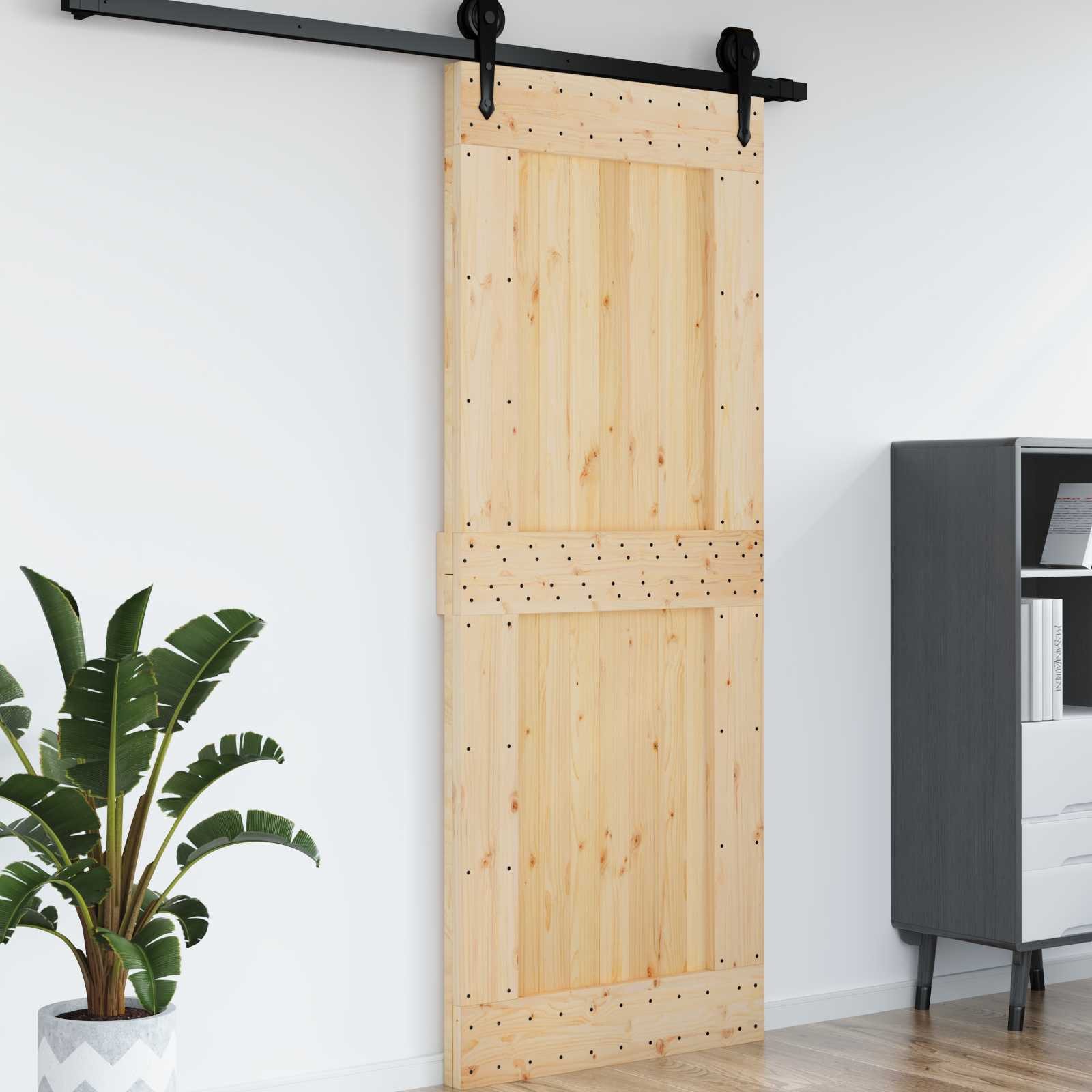 vidaXL Schiebetür Tür NARVIK 90 x 210 cm Massivkiefer (Unbehandelt) Natur (1-St)