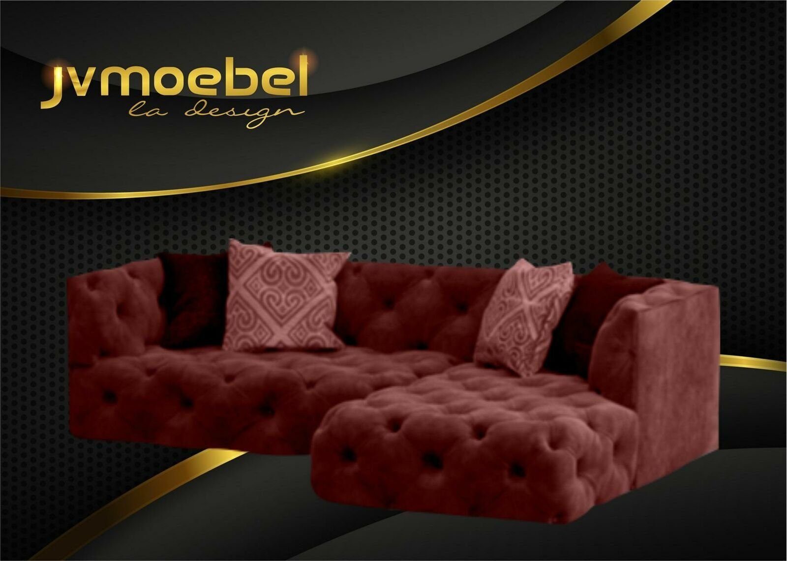Braunes Polstermöbel Rot JVmoebel Ecksofa L-Form Neu, Design in Made Europe Chesterfield Couch