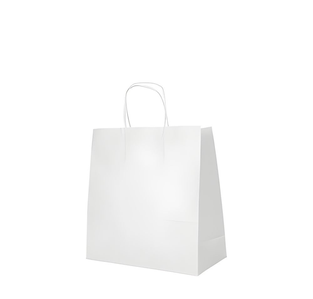 PAPSTAR Tragetasche 300x Tragetaschen Papier 25 x 26 x 17cm weiss mit gedrehtem Tragegriff