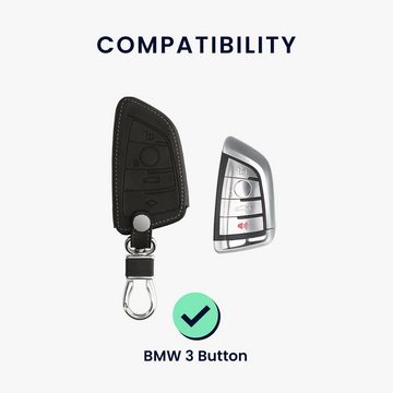 kwmobile Schlüsseltasche Autoschlüssel Hülle für BMW (1-tlg), Nubuklederoptik - Kunstleder Schutzhülle Schlüsselhülle Cover
