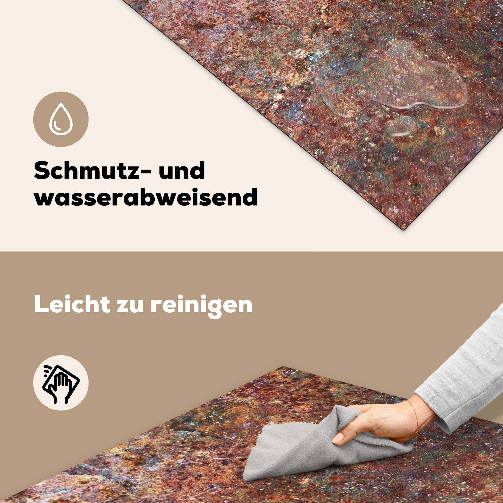 MuchoWow Herdblende-/Abdeckplatte Eisen - tlg), (1 - cm, Retro, Rost Vinyl, für Arbeitsplatte Ceranfeldabdeckung, 78x78 küche