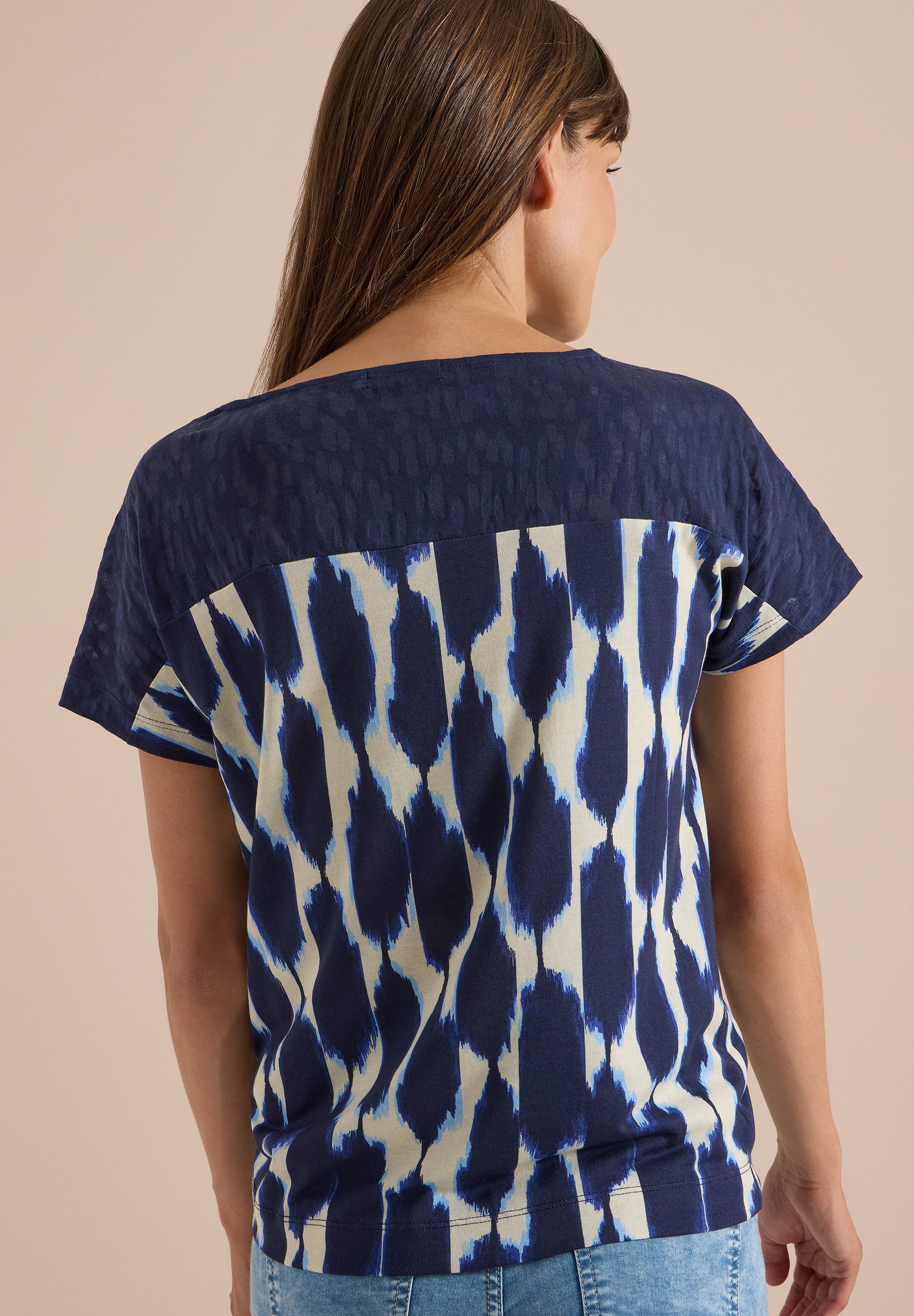 CECIL T-Shirt Sommershirt, Elastikbund, U-Boot-Ausschnitt