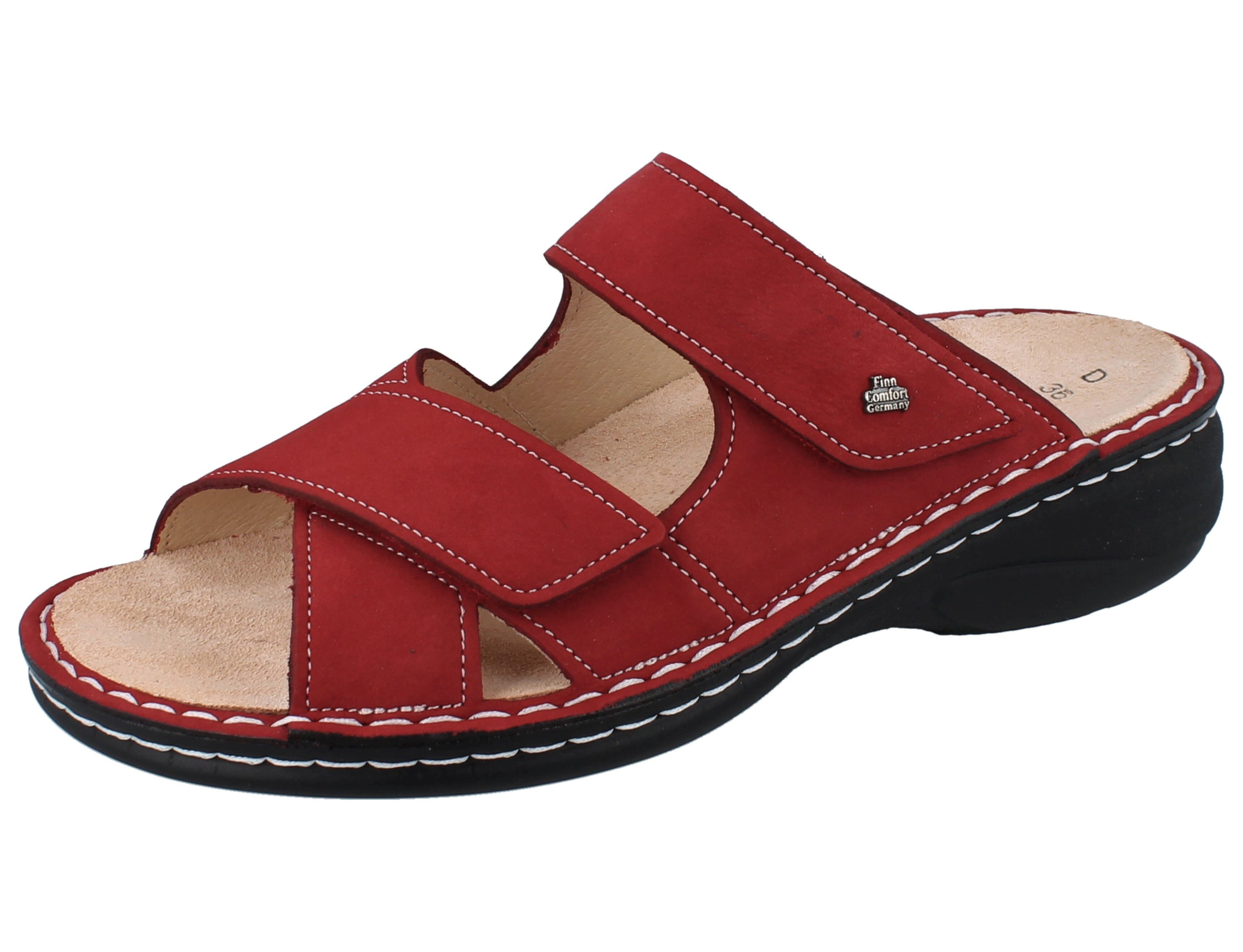 Finn Comfort FINN COMFORT Melrose Damen Pantolette rot Nubukleder - Größe: 36 Pantolette Wechselfußbett