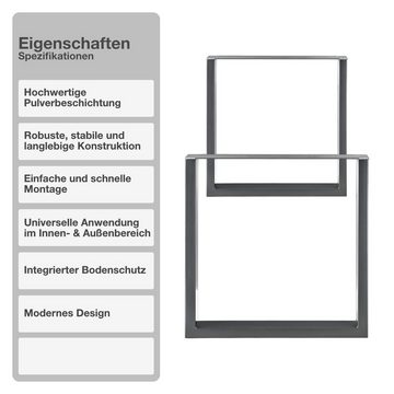 STADO Tischgestell Tischgestell Kreuzgestell Vierkant Möbelbeine Beine 60x72cm Dunkelgrau