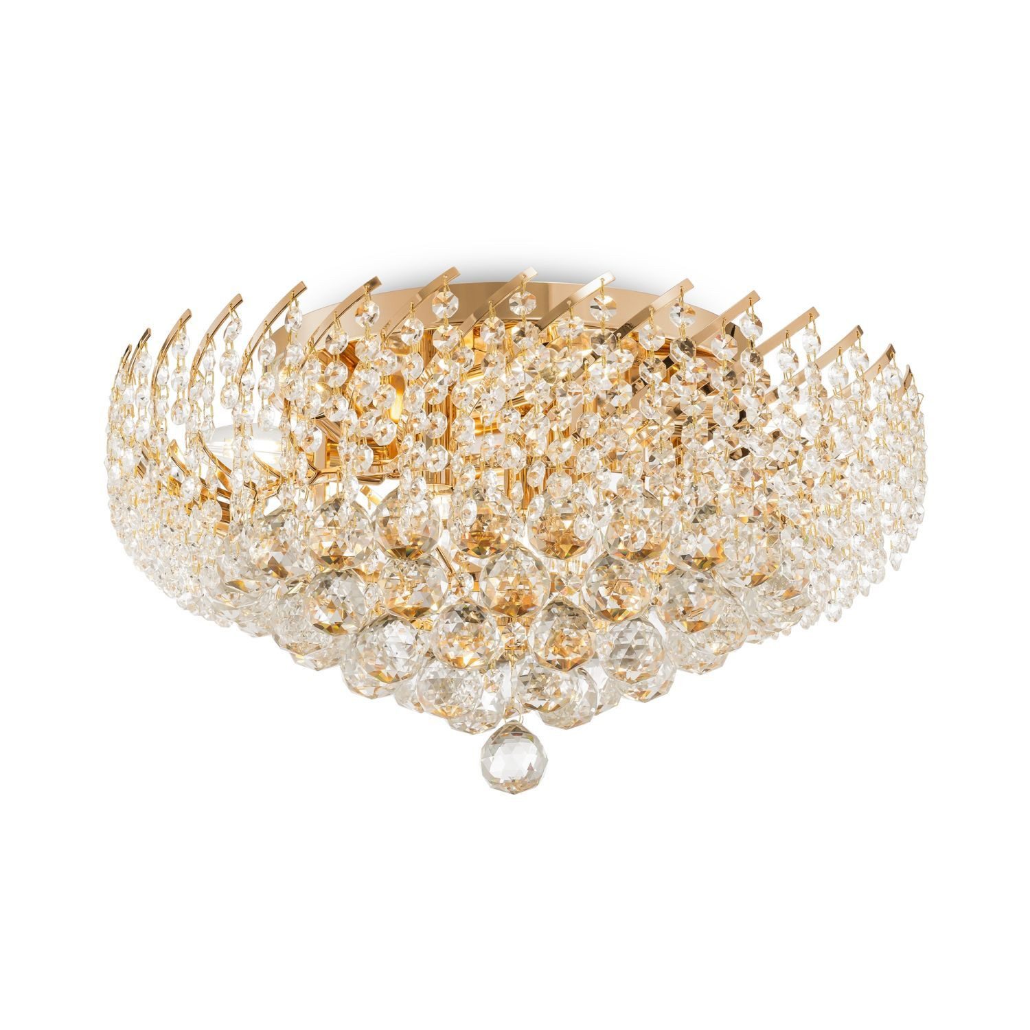 Licht-Erlebnisse Deckenleuchte BENOA, ohne Leuchtmittel, Glas Metall rund D: 51 cm in Gold E14 Klassisch Kristall