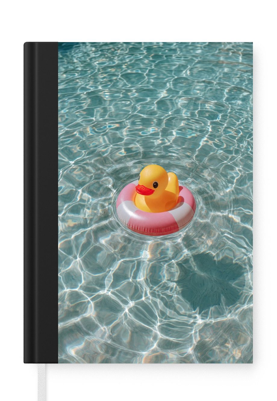 MuchoWow Notizbuch Gummi-Ente - Schwimmband - Gelb, Notebook, Notizblock a5, Tagebuch, Journal Liniert