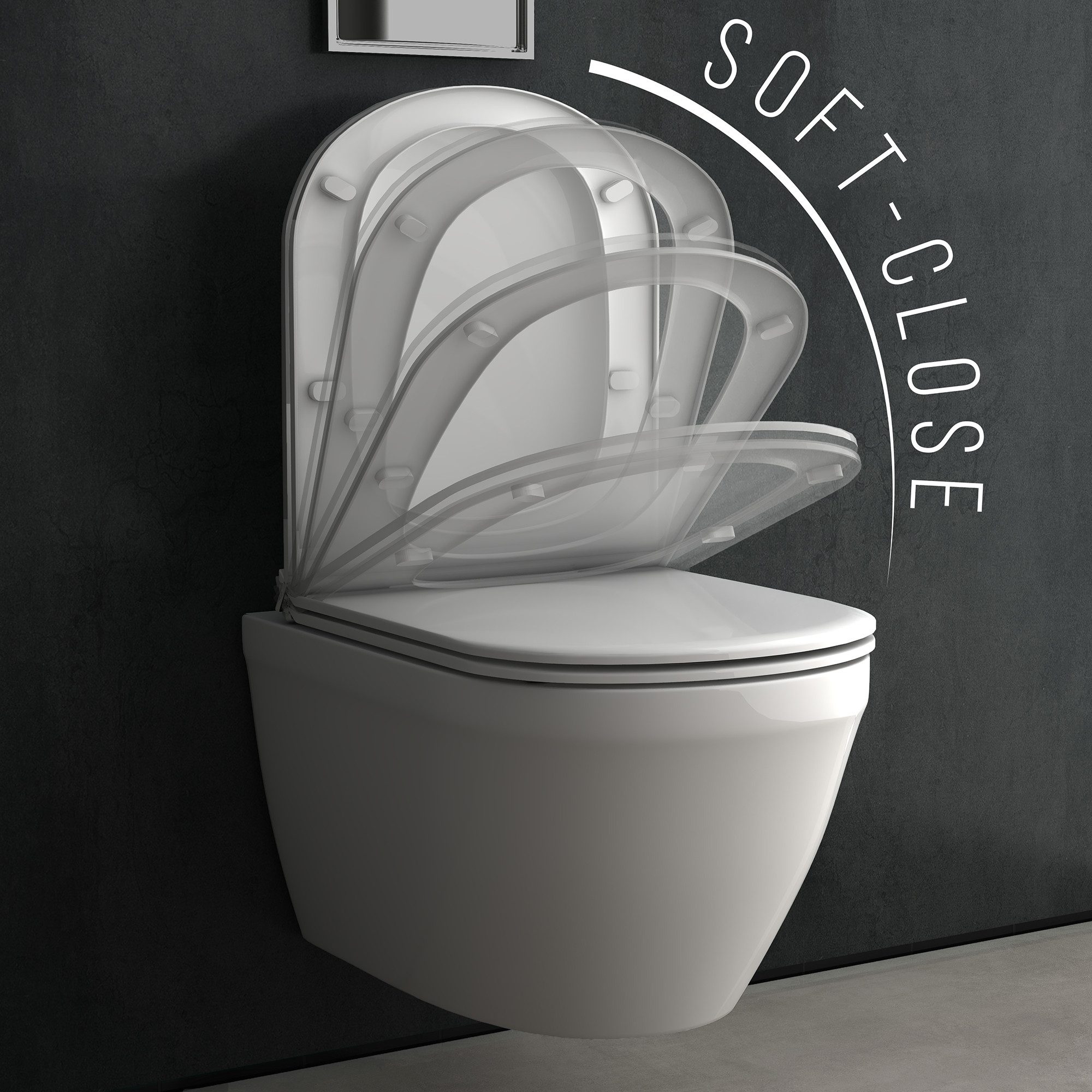 Alpenberger WC-Komplettset - Toilette mit Spülkasten - Vorwandelement WC Set Komplett Geberit, Wandmontage, (mit Drückerplatte und Bausatz Wand WC Spülrandlos m – Bild 4 von 5