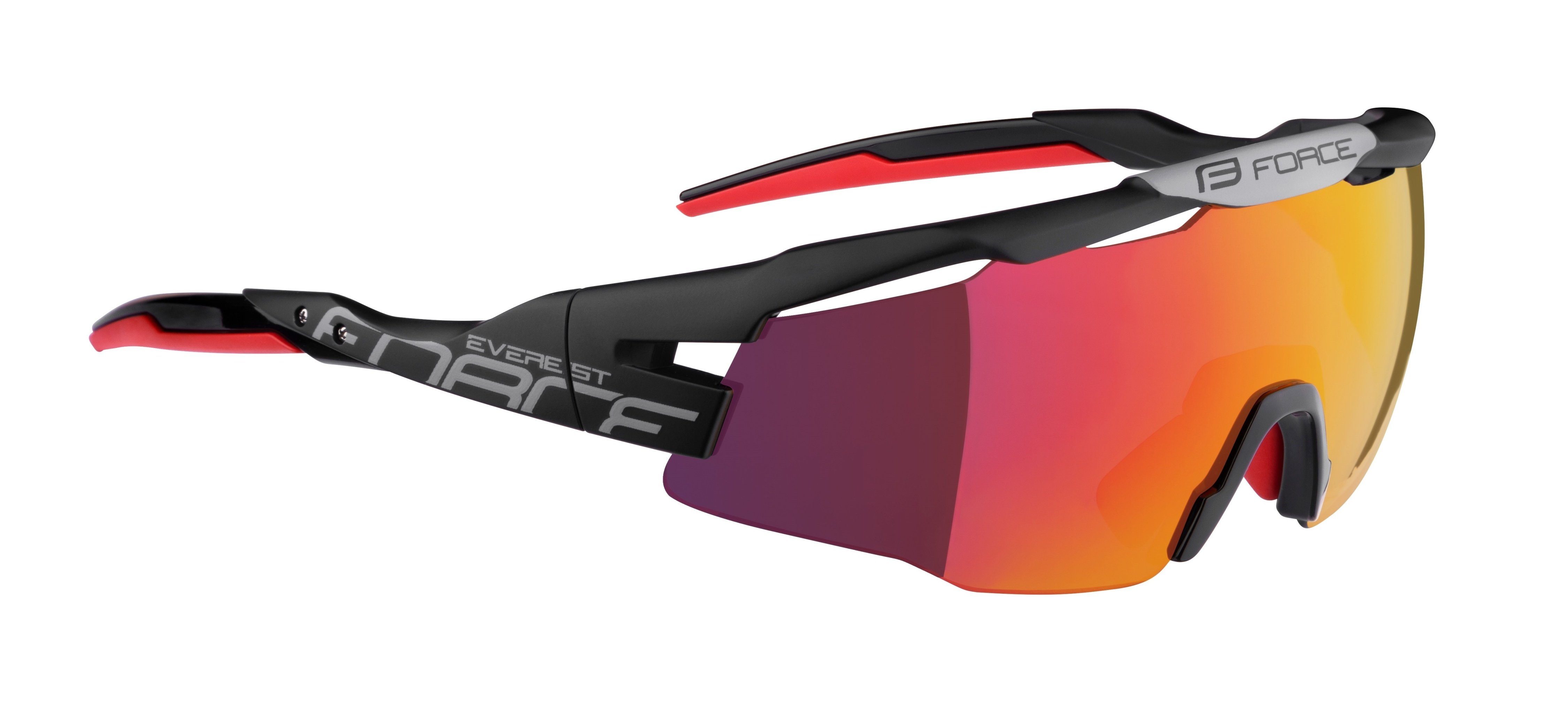 Reflexscheibe rote FORCE EVEREST black Sonnenbrille matt Fahrradbrille