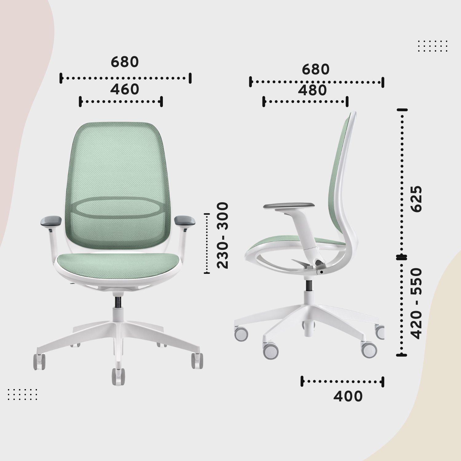 sedus Drehstuhl se:air: Bürostuhl aus und Netzmembran filigranes Mulitfunktionsarmlehnen, und (automatischer | Design) grün mit weiß Lordosenstütze, Gewichtsanpassung Zeitloses