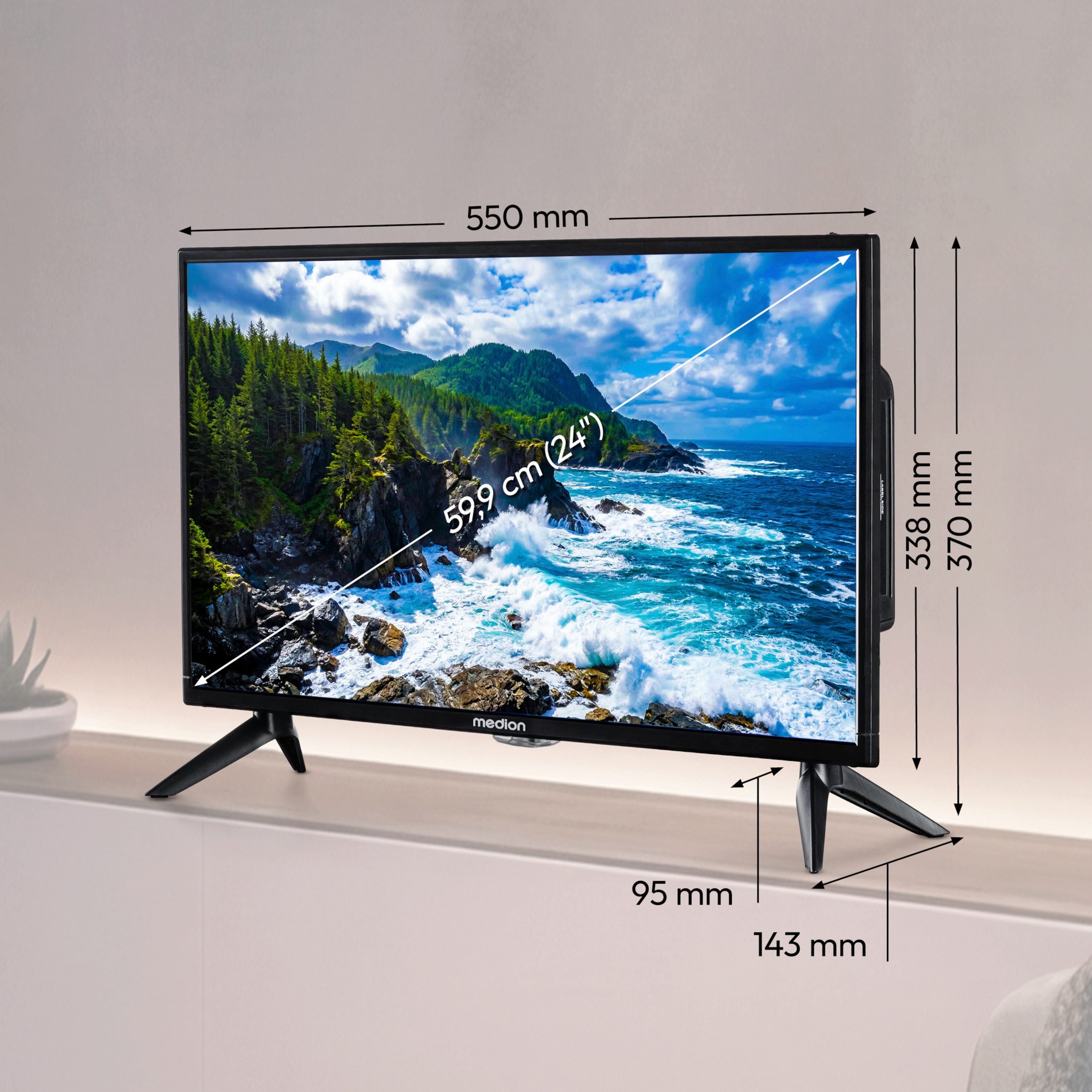 Medion® MD824000 LCD-LED Fernseher (59.9 cm/24 Zoll, 1080p Full HD, Pay-TV, Full-HD Display 60Hz, E8242500)
