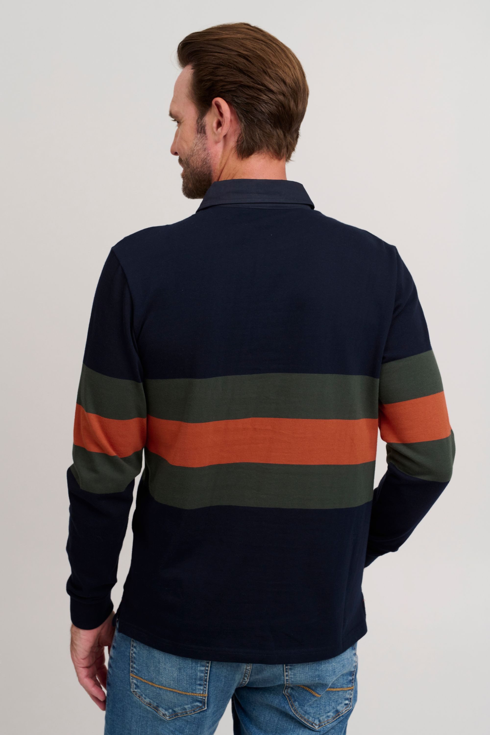 FQ1924 Langarm-Poloshirt FQMikkael Modisches Langarmshirt mit Streifen-Muster