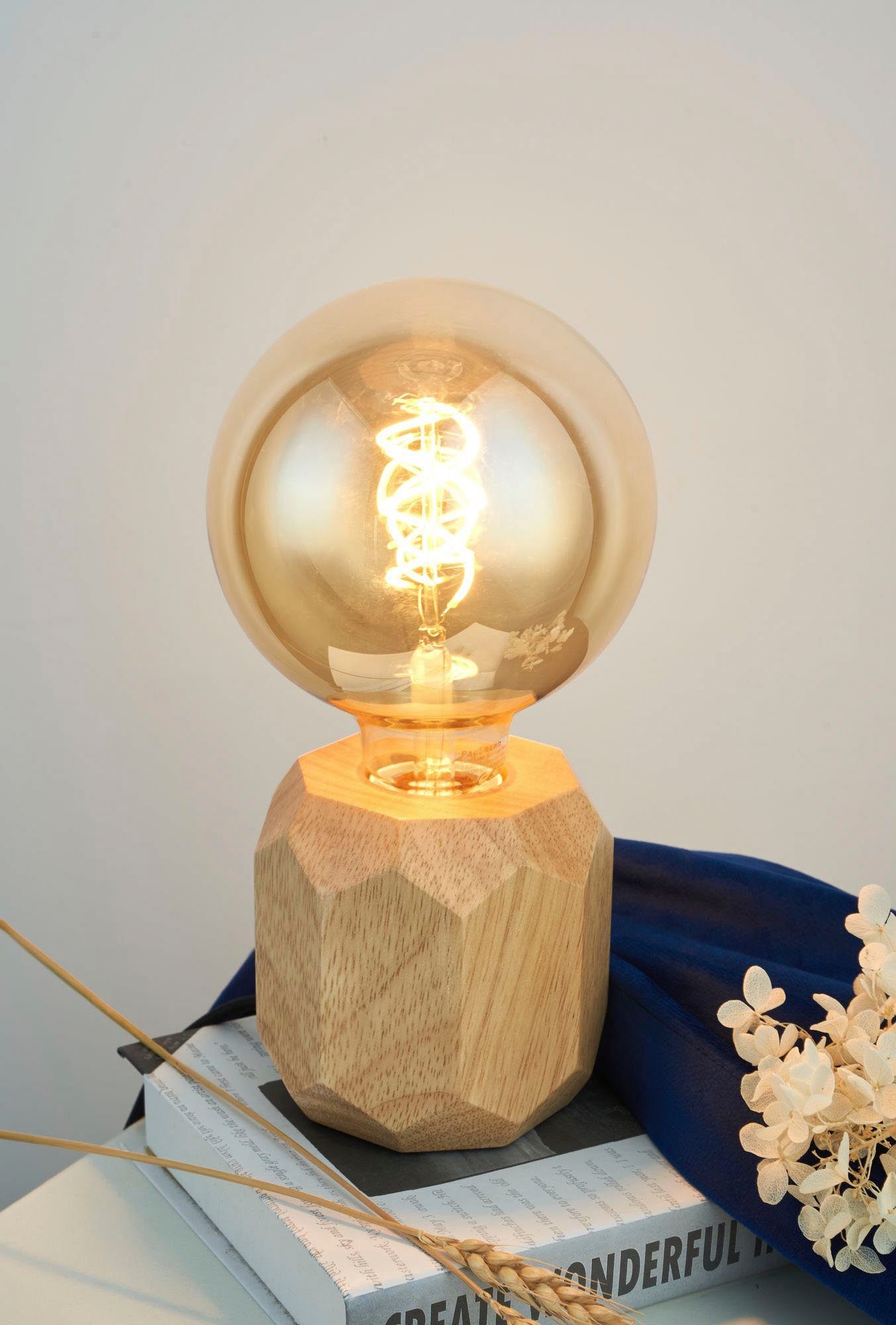 Pauleen Tischleuchte Woody Sparkle, ohne Leuchtmittel, E27, Holz | Tischlampen