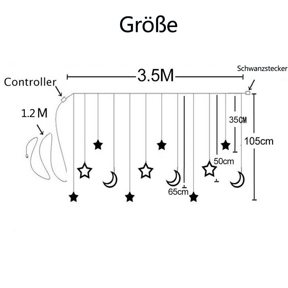 Partei,Warmweiß/ Modi, Lichternetz,8 3.5M Rosnek Für Sterne LED-Lichtervorhang Mehrfarbig,
