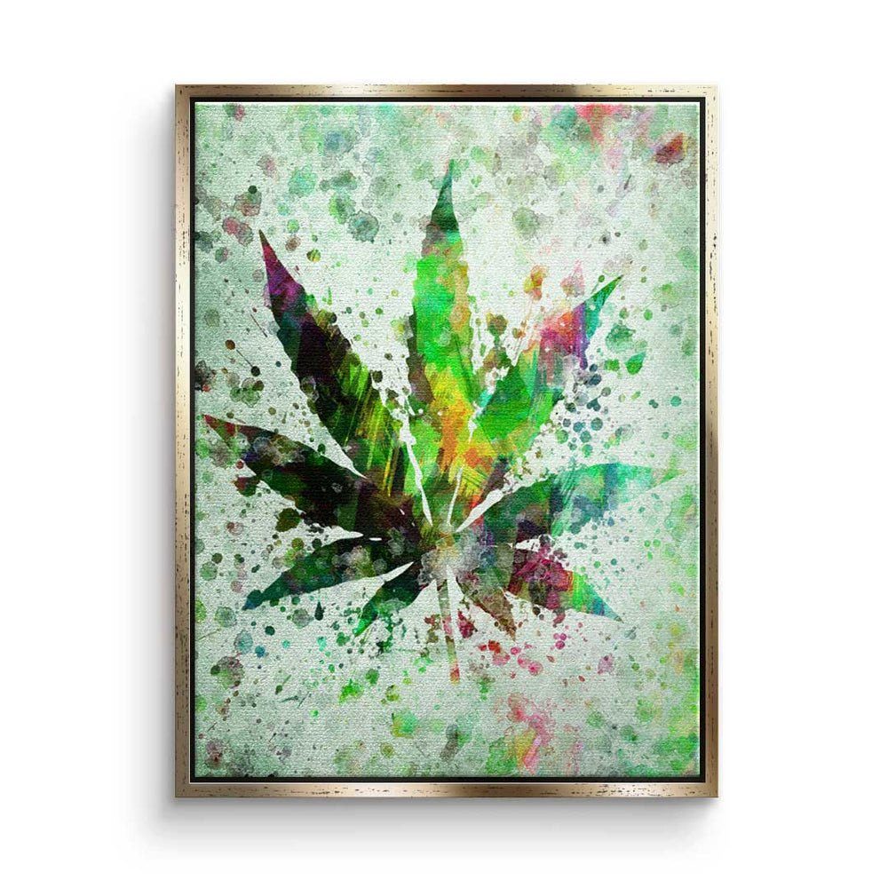 DOTCOMCANVAS® Leinwandbild, Premium - Motiva - - Rahmen Cannabis Art Leinwandbild Mindset Pop - Painting schwarzer