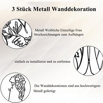 NUODWELL Wanddekoobjekt 3 Stück Metall Wanddekoration,Schwarze Metall Wandkunst Einzeilige (3 St)