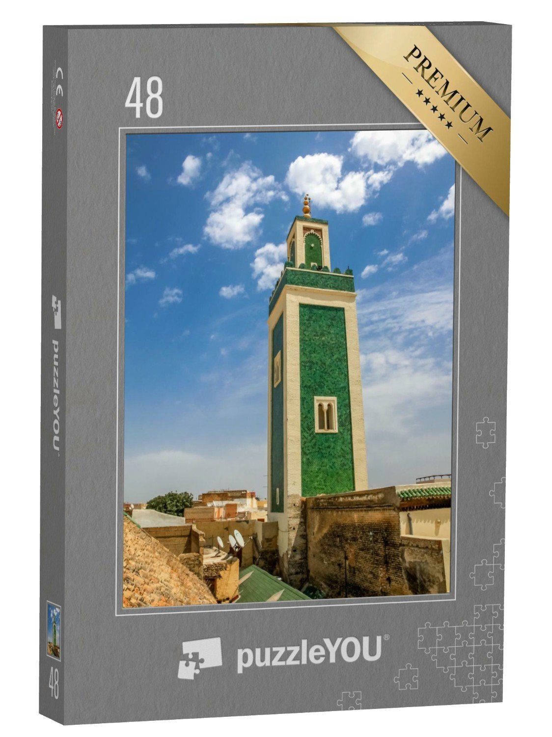 puzzleYOU Puzzle Grünes Minarett der Großen Moschee von Meknes, 48 Puzzleteile, puzzleYOU-Kollektionen Marokko