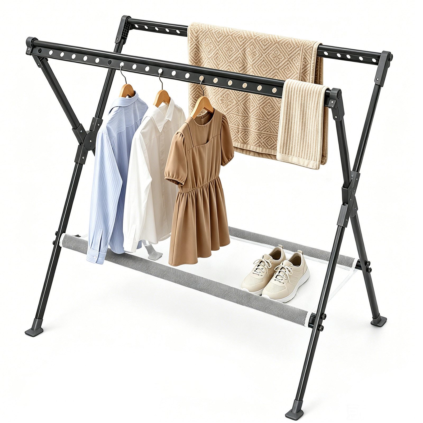 Youyijia Wäscheständer X-Wäscheständer Ausziehbar 133-236cm, Schwerlast Wäschetrockner