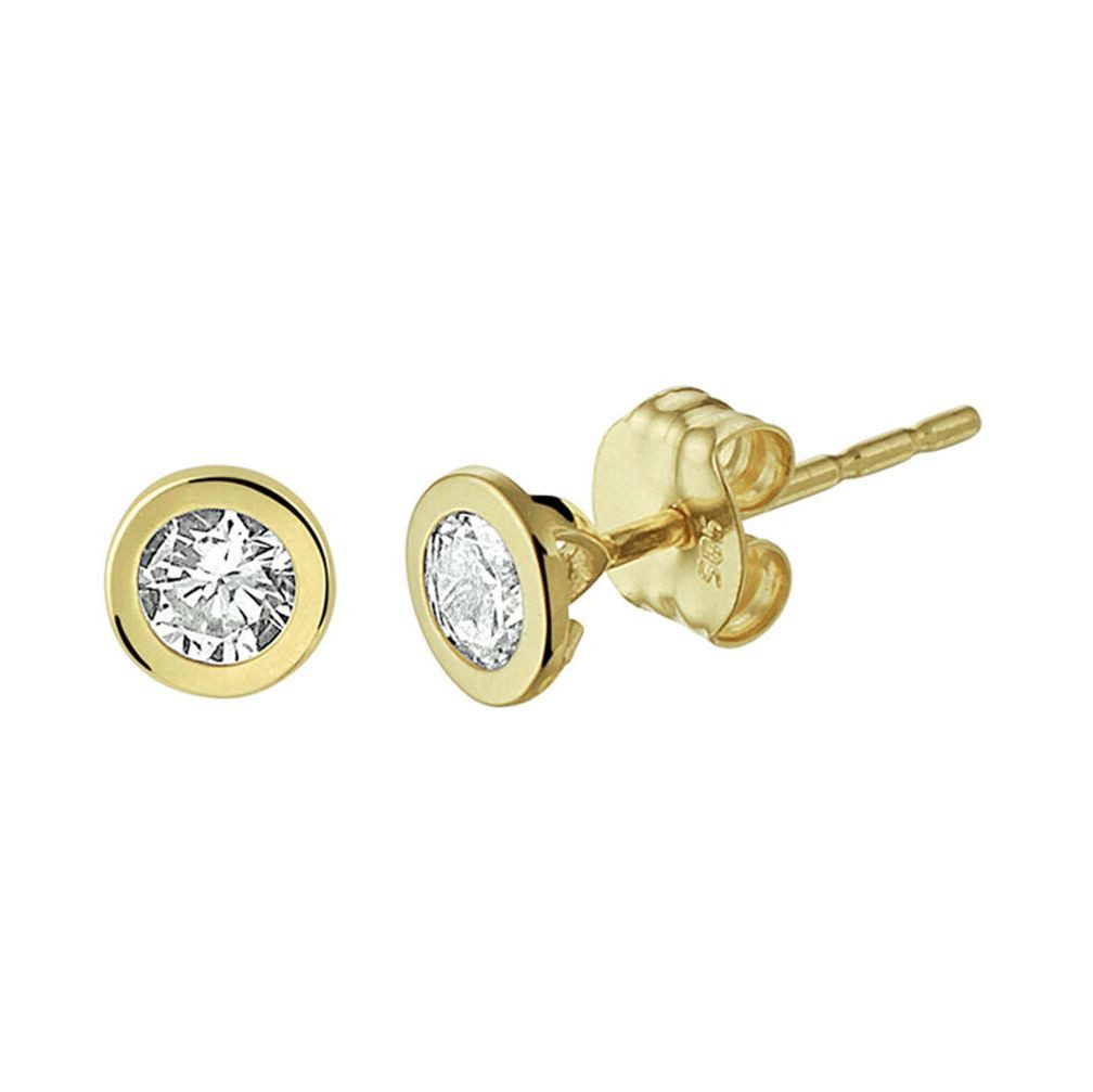 NICEANDnoble Paar Ohrstecker 585er Gelbgold Ohrstecker mit Zirkonia