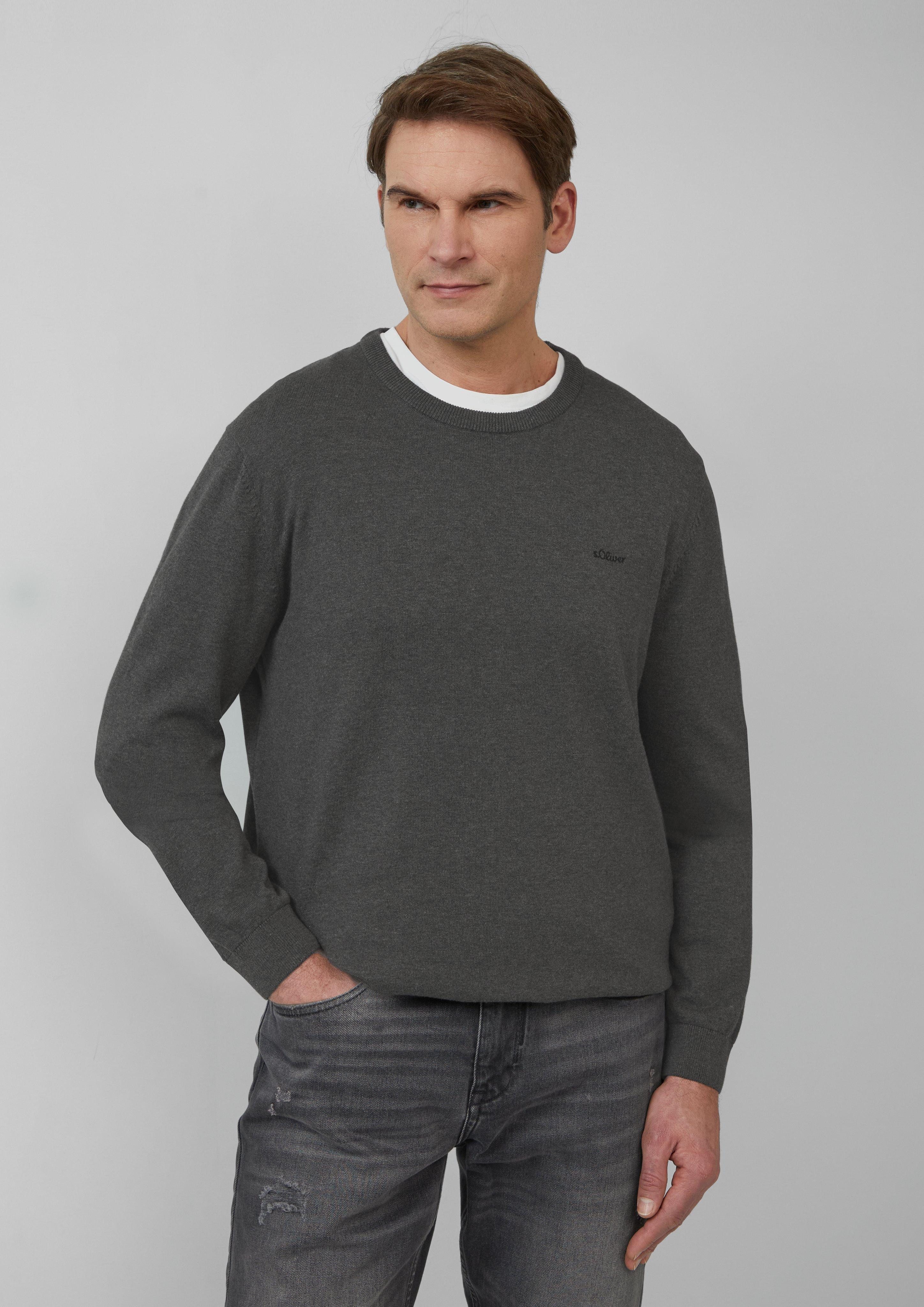 s.Oliver Strickpullover Strickpullover mit Logo-Stickerei Logo günstig online kaufen