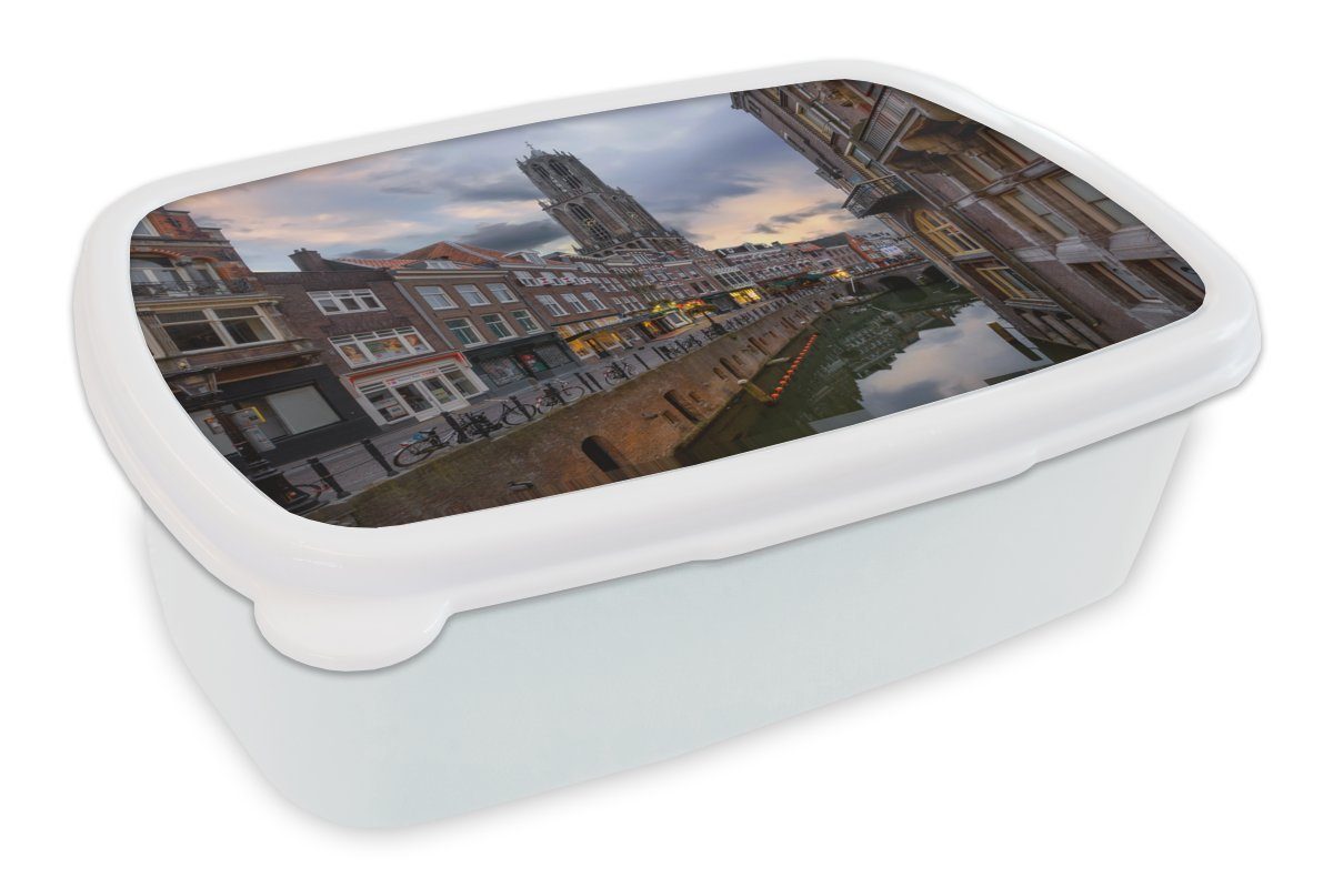 MuchoWow Lunchbox Wasser - Utrecht - Luft, Kunststoff, (2-tlg), Brotbox für Kinder und Erwachsene, Brotdose, für Jungs und Mädchen weiß