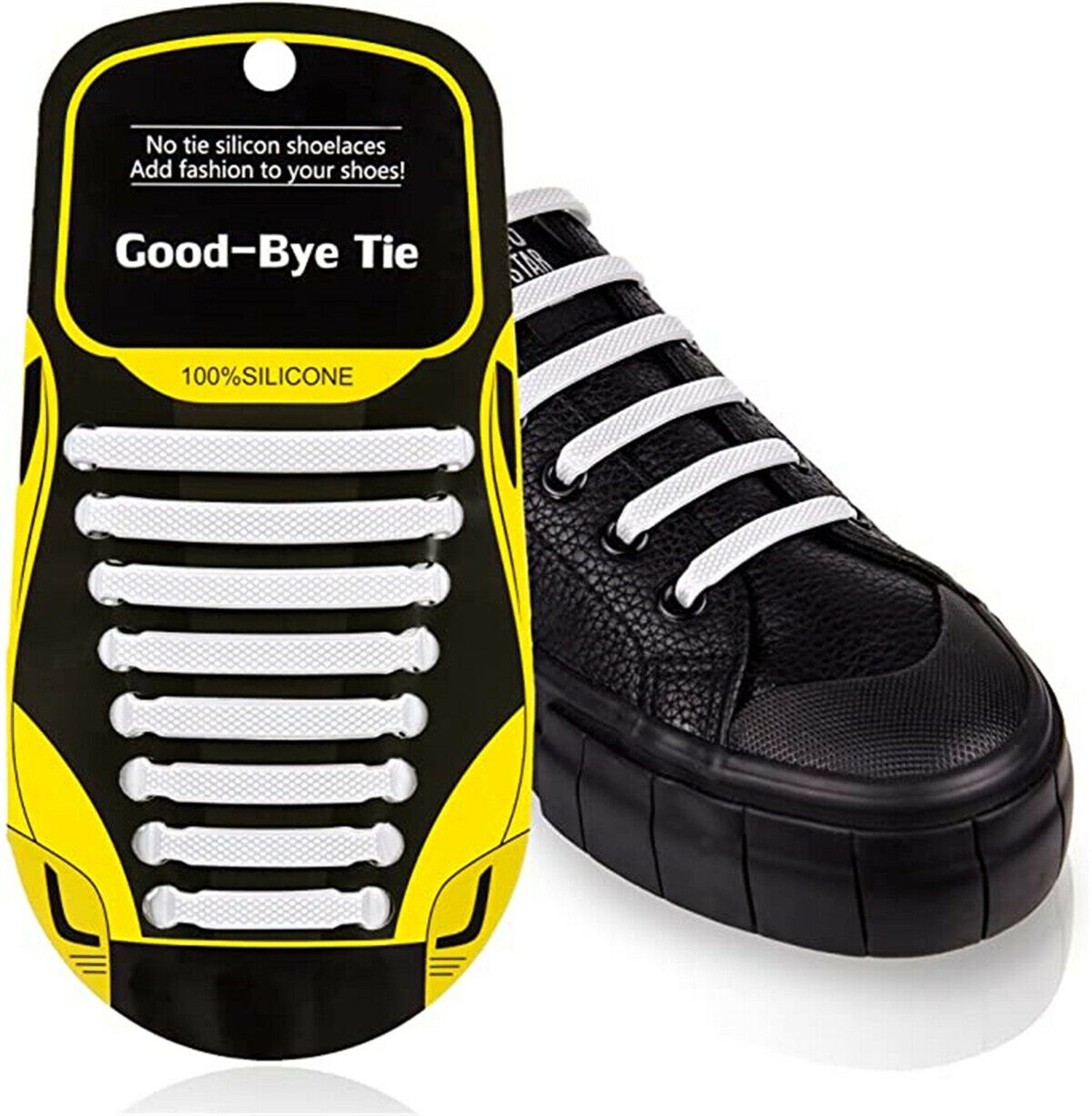 Olotos Schnürsenkel ohne Binden elastische Schuhbänder Silikon Gummi Flache Schleifenlose, Wasserdichte Elastische Schnürsenkel für Kinder und Erwachsene Weiß