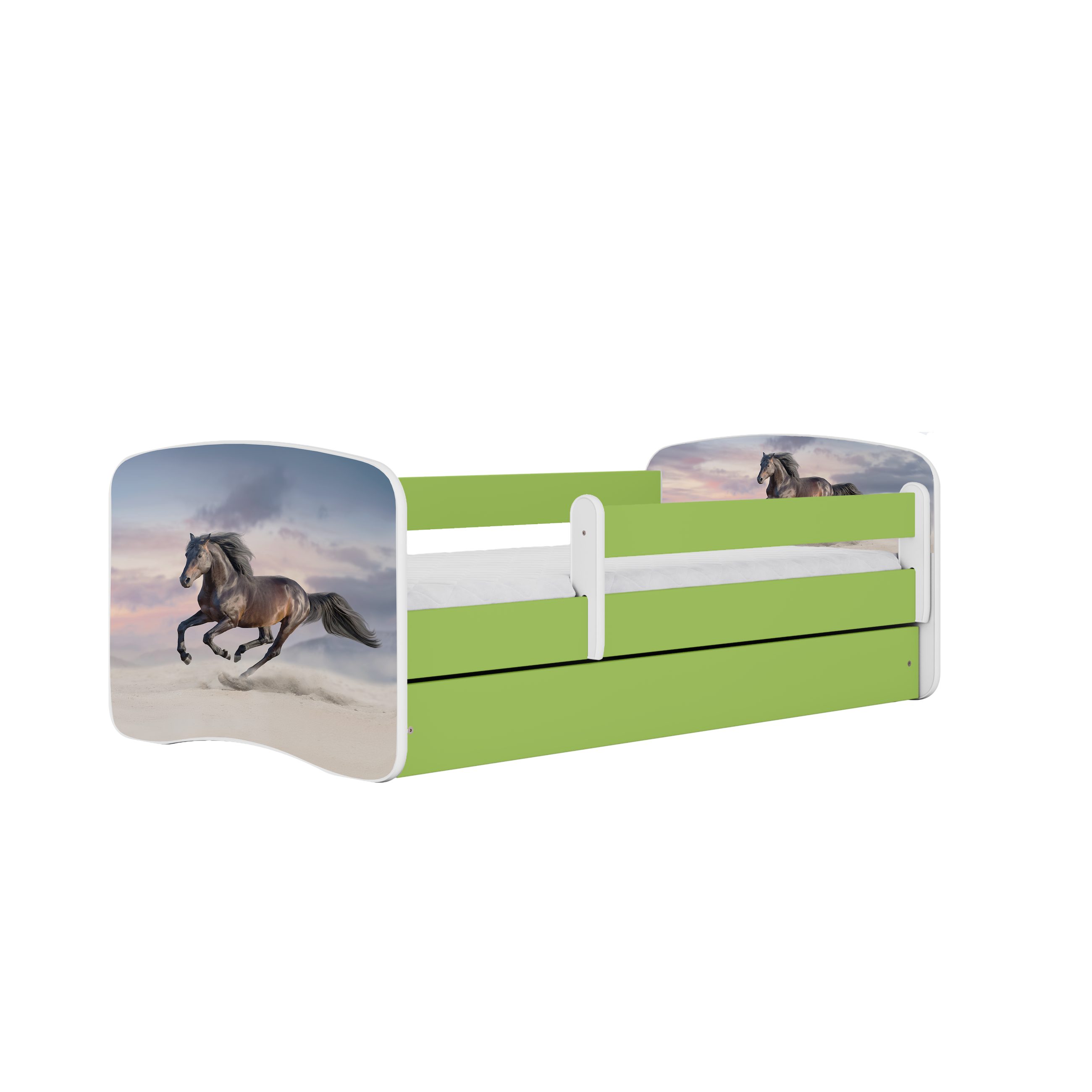 Raumhirsch Furniture Kinderbett 70x140, 80x160, 80x180 cm - Komplettset mit Schublade (Bett für Mädchen, Einzelbett Kinder 2–12, mit Rausfallschutz & Lattenrost), verschiedene Farben & Designs