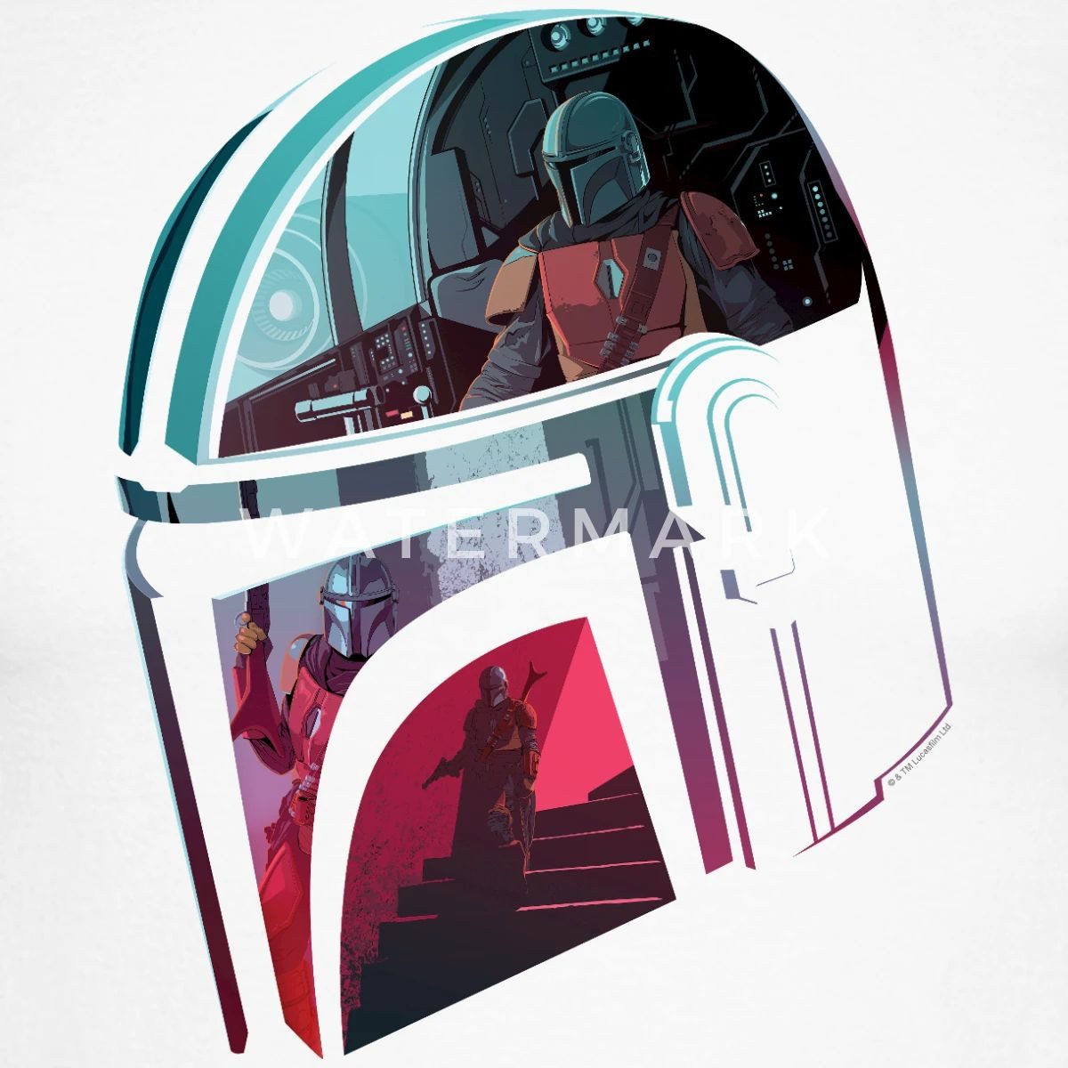 Spreadshirt T-Shirt Star Wars: Mandalorian Verspiegelter Helm Baseball Langarmshirt Herren (1-tlg)