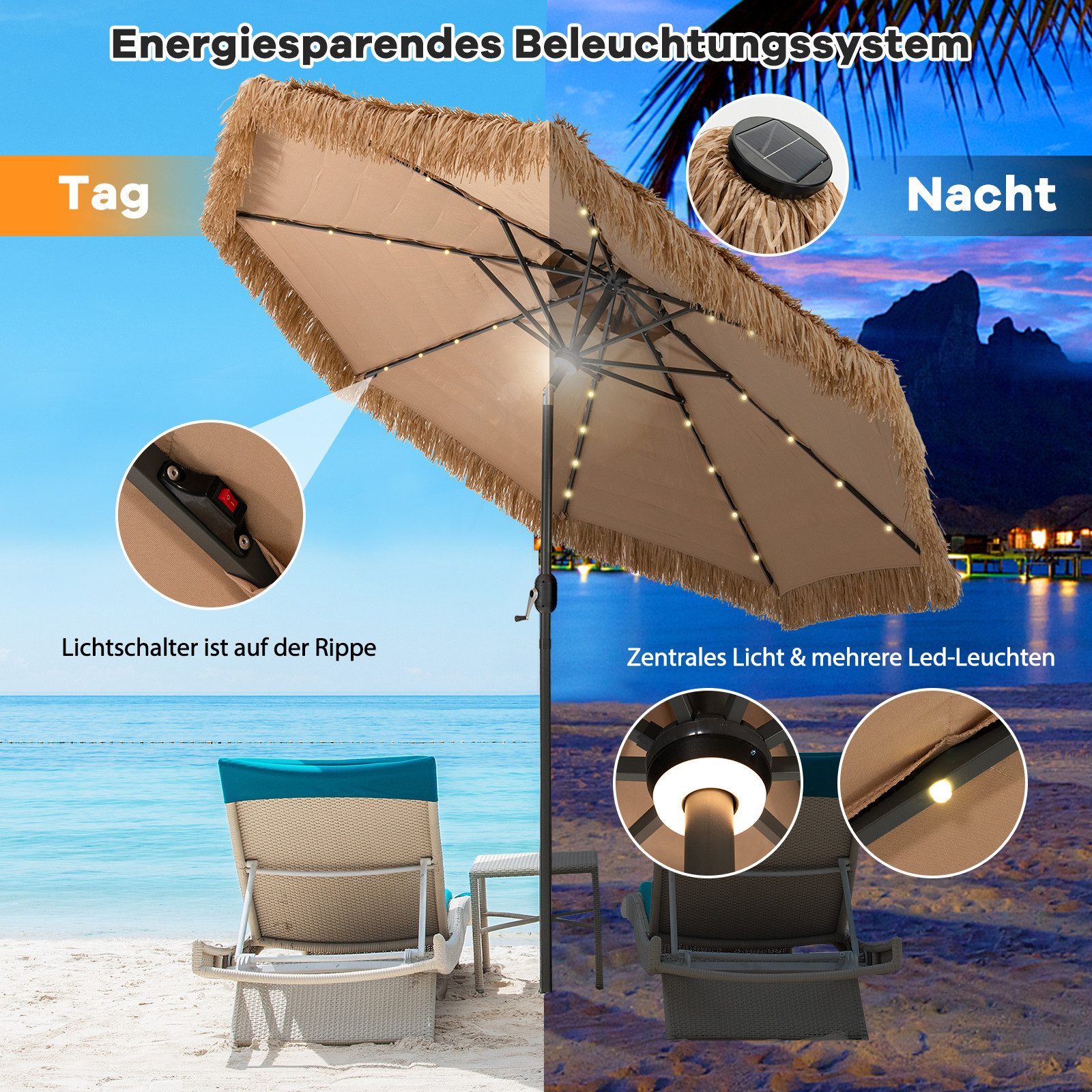 COSTWAY Sonnenschirm Gartenschirm, 3m mit Doppeldach,neigbar,mit günstig online kaufen