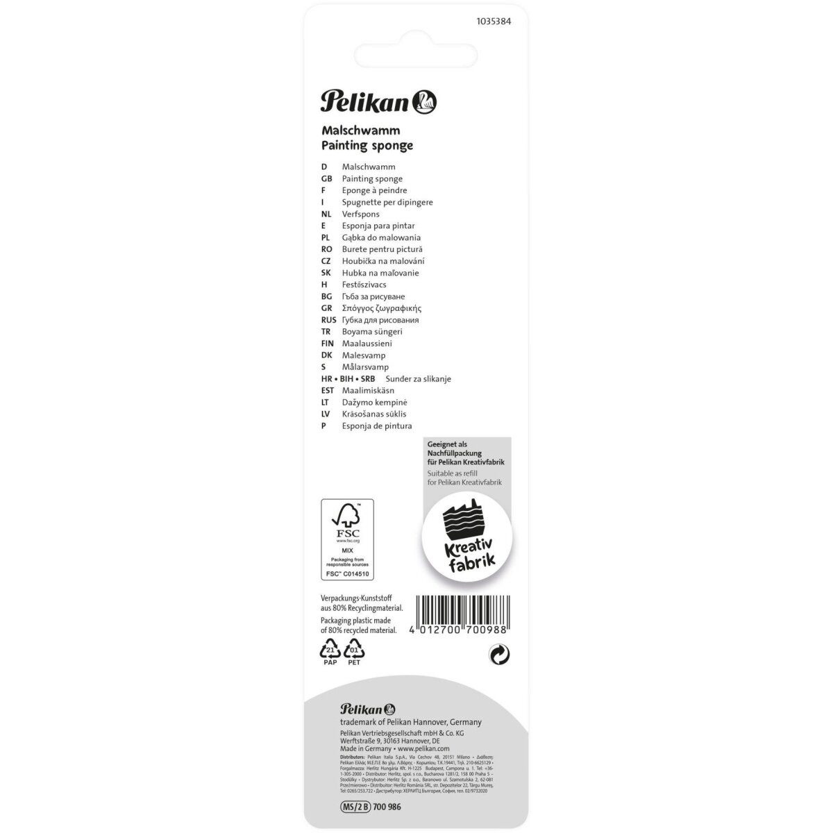 Pelikan Malbecher Malschwämme MS/2 B 2 Stück Blister