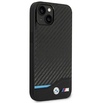 BMW Handyhülle Case Leder Tricolor schwarz Carbon iPhone 14 Plus