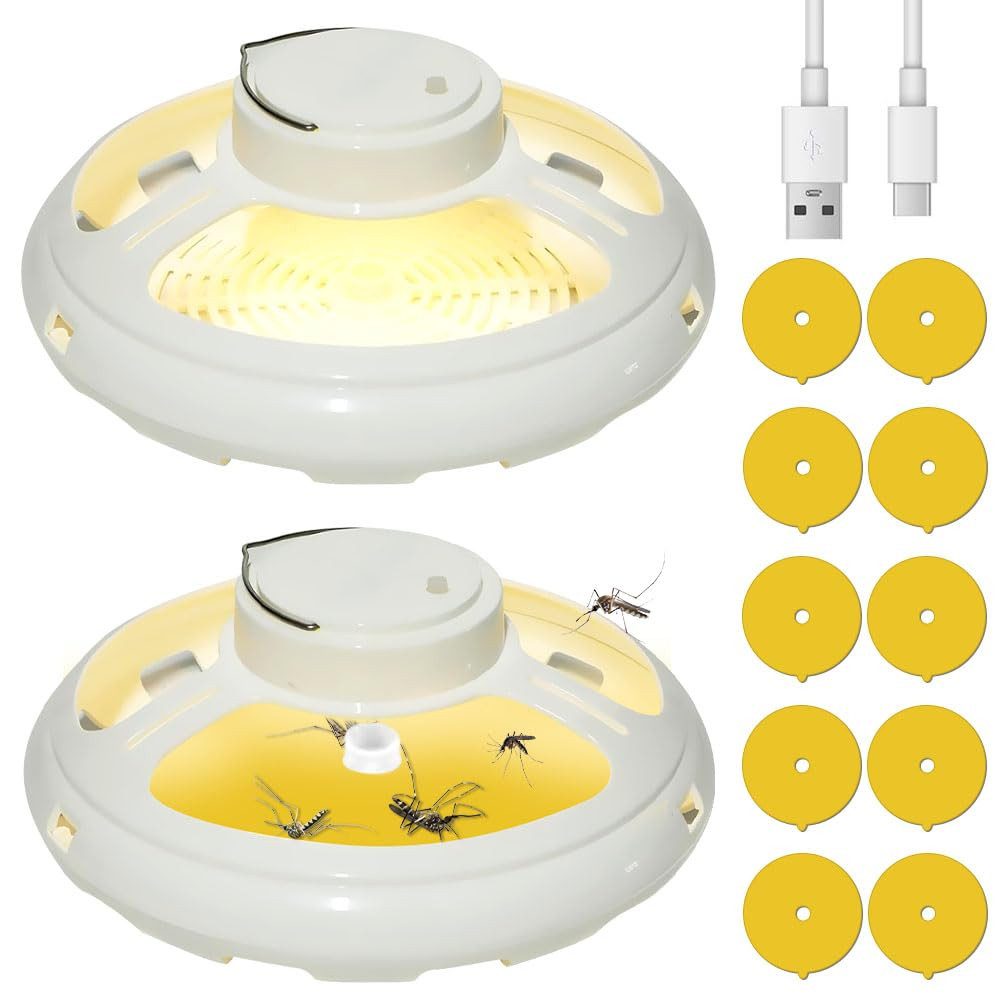 Insektenfalle Flohfalle 2 Stück LED Flohlichtfalle, Flea & Bed Bug Trap