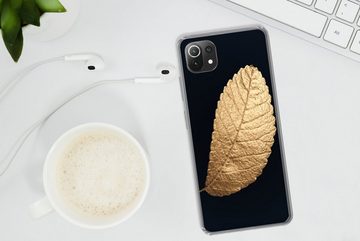 MuchoWow Handyhülle Gold - Blätter - Schwarz - Pflanzen - Luxus - Natur, Phone Case, Handyhülle Xiaomi Mi 11 Lite, Silikon, Schutzhülle
