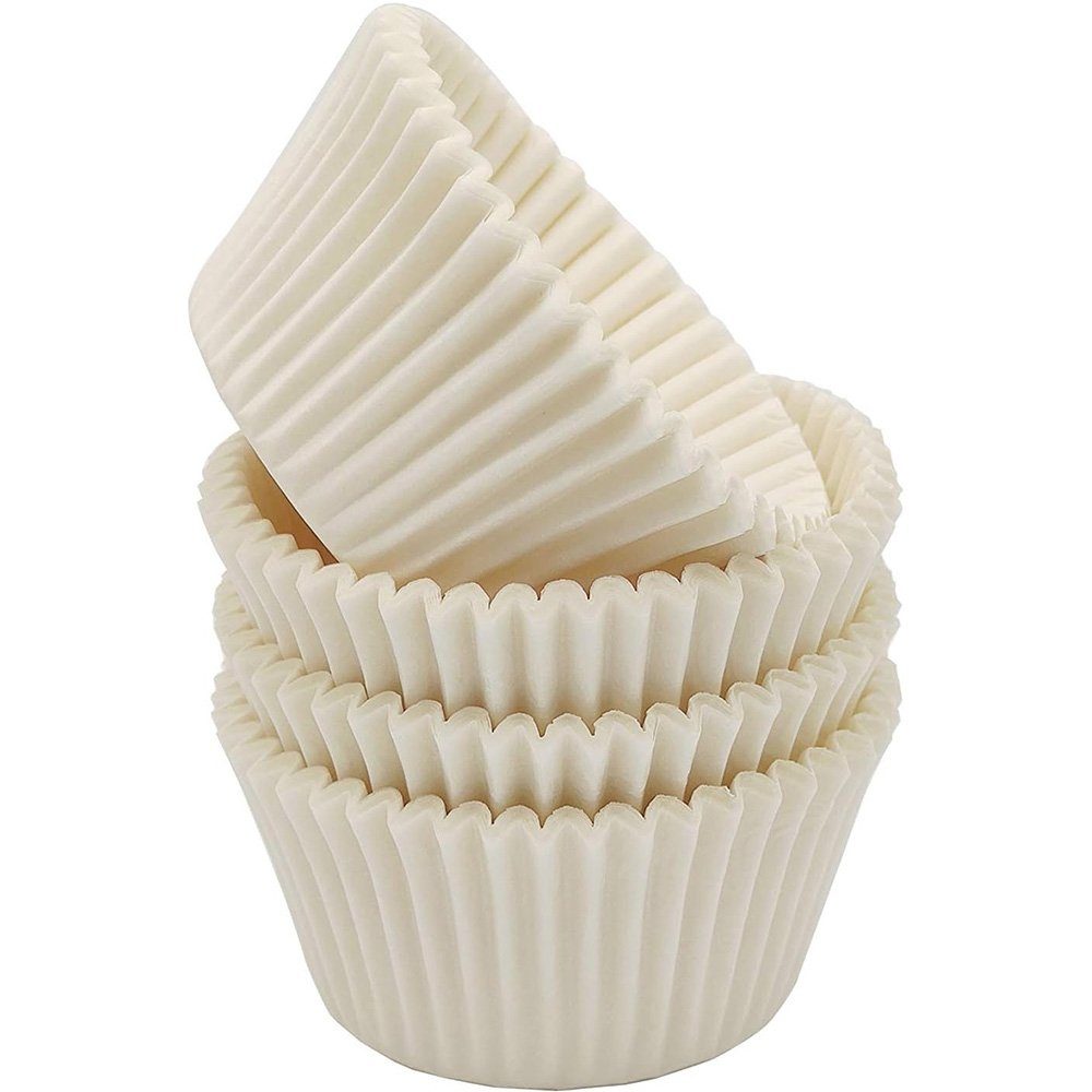 HIBNOPN Muffinform Cupcake-Formen Backförmchen für Cupcakes Weiß fettdicht 100 Stück, (100-tlg)