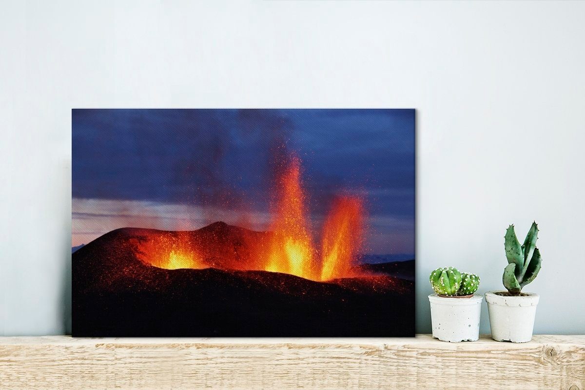 OneMillionCanvasses® Leinwandbild Ausbruch des Vulkans Island, 30x20 St), Wandbild Eyjafjallajokull (1 cm in Leinwandbilder, Wanddeko, Aufhängefertig