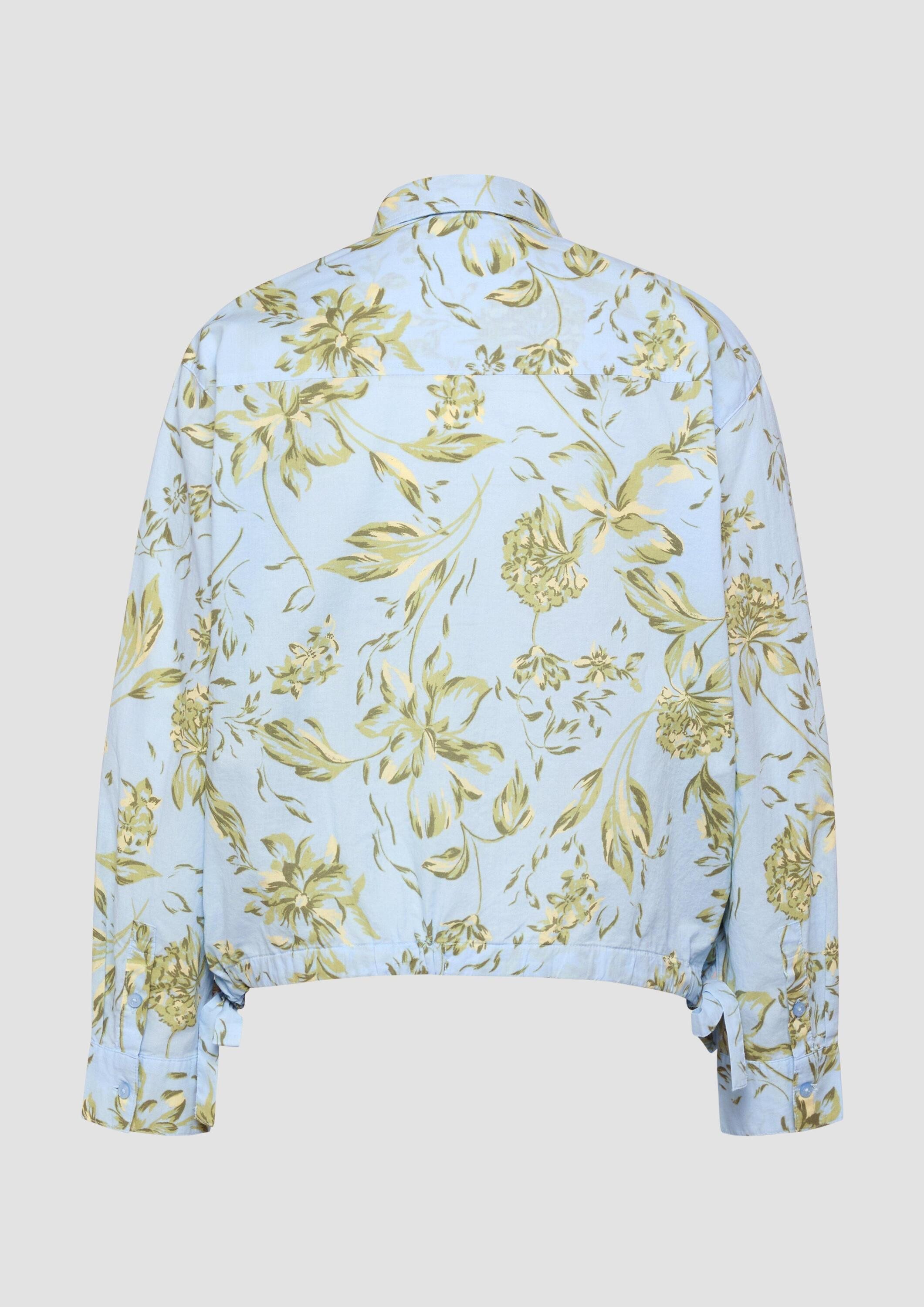 s.Oliver Langarmbluse Bluse Leichte Hemdbluse aus Baumwollvoile mit Schleifendetail