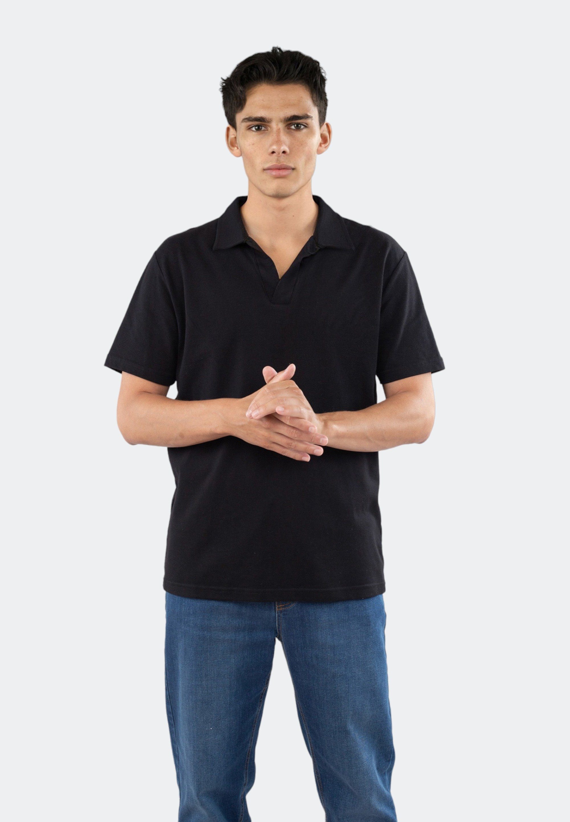 Ciszere Poloshirt Nelson Polo shirt with open collar. schwarz