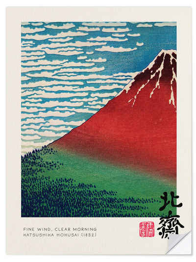 Posterlounge Wandfolie Katsushika Hokusai, Fine Wind, Clear Morning, Wohnzimmer Malerei