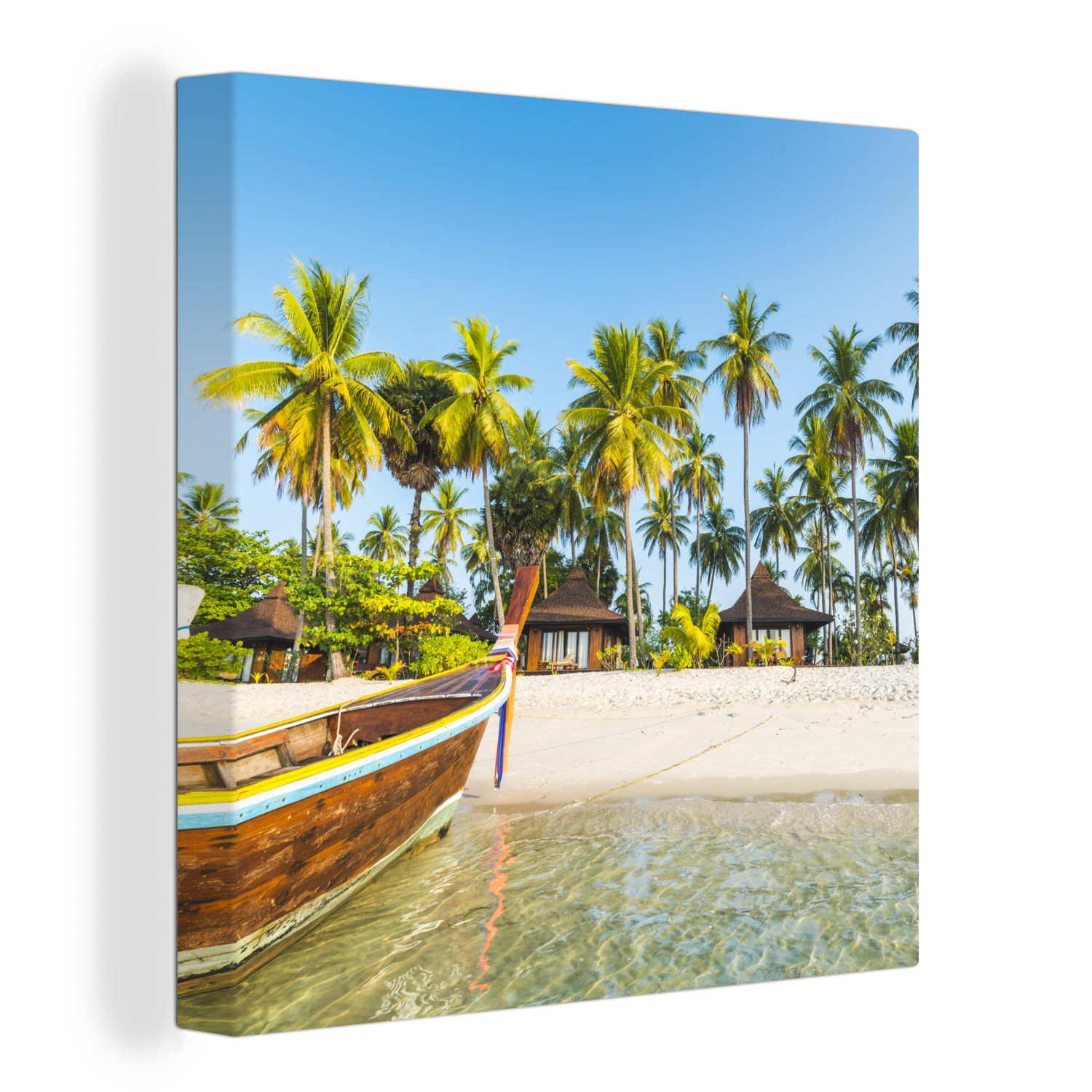 OneMillionCanvasses® Leinwandbild Strand - Kajak - Sommer, (1 St), Leinwand Bilder für Wohnzimmer Schlafzimmer