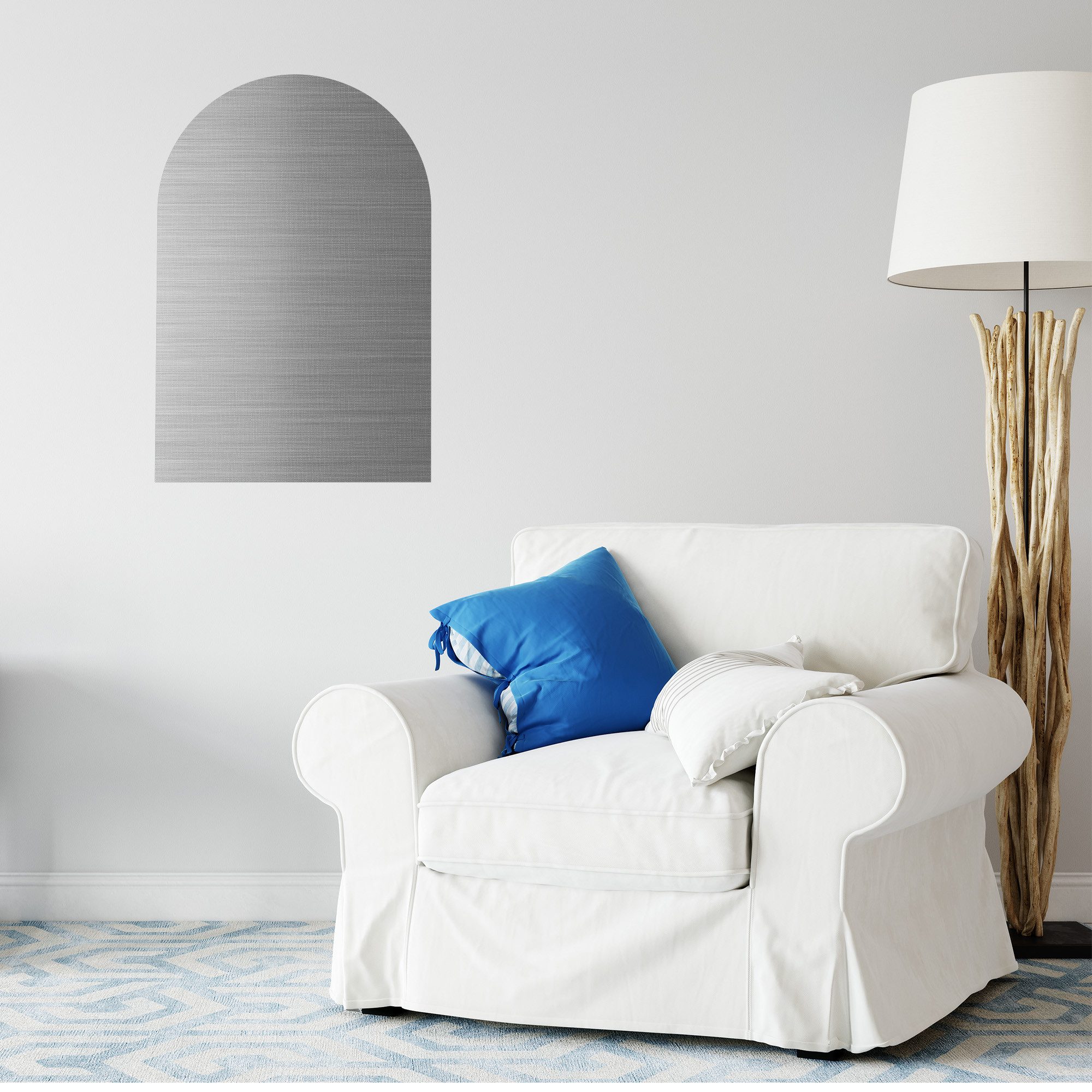 DEQORI Fototapete 'Gebürstetes Aluminium', Rundbogen, matte Leinwandstruktur, bedruckt, (1 St), selbstklebend Wandtattoo Motiv Wandtapete Wand Sticker Bild Tapete