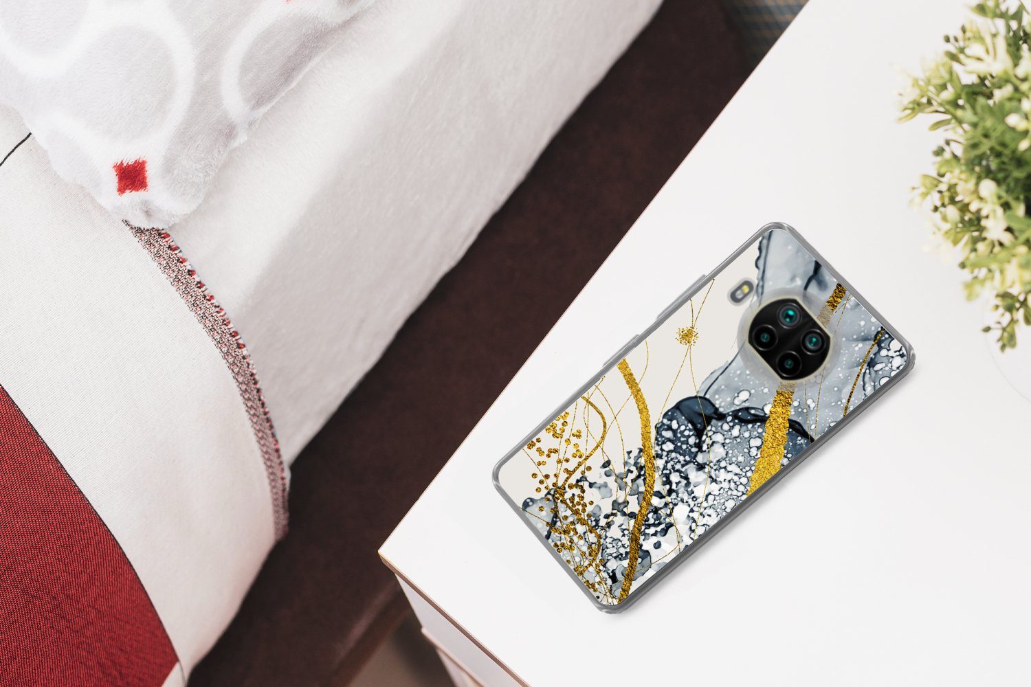 MuchoWow Handyhülle für Xiaomi Mi 10T Lite 5G Abstrakt - Gold - Natur - Kunst, Phone Case, Silikon, Schutzhülle Dünn