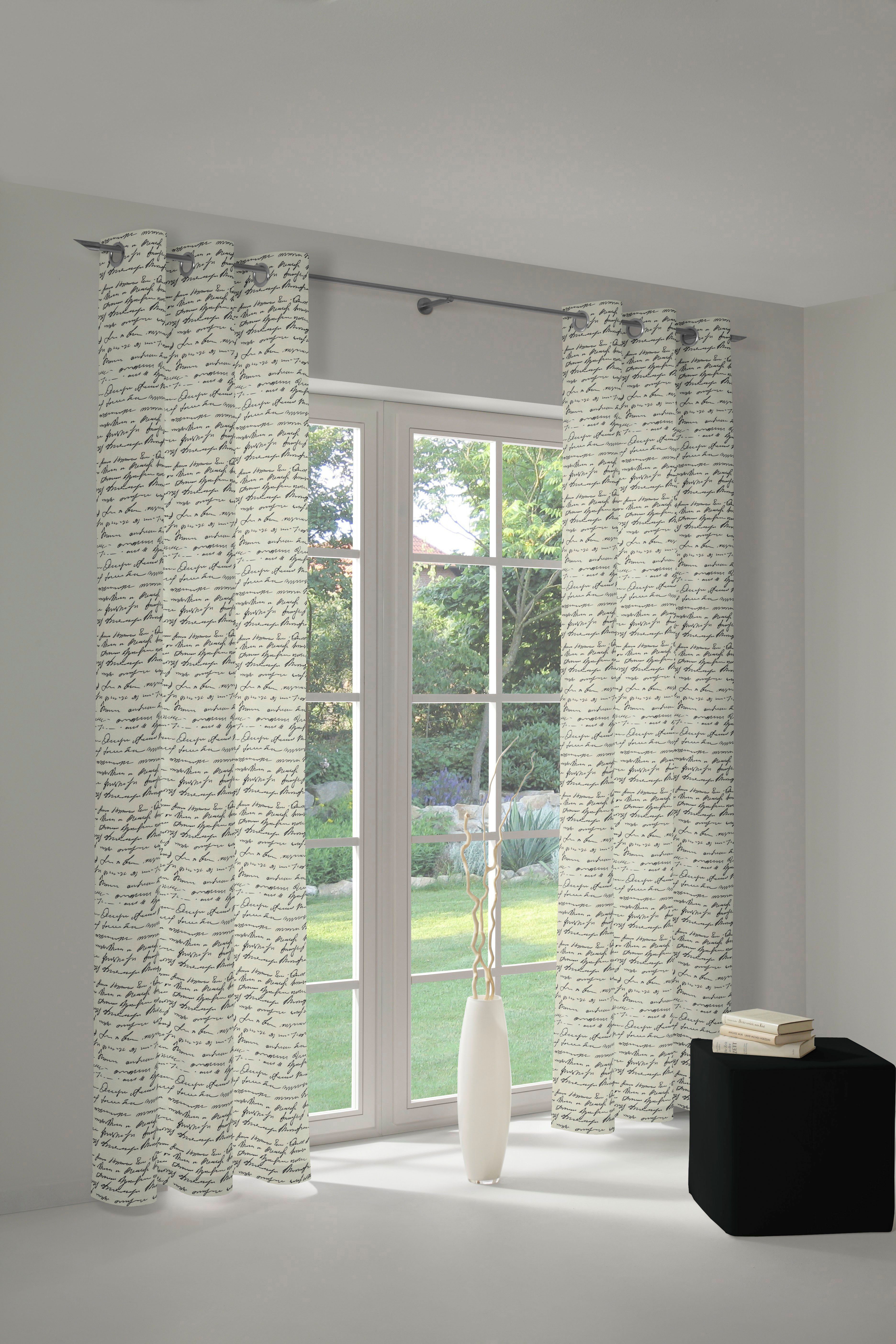 Adam Vorhang Scribble (1 St), Ösen, blickdicht, Jacquard, aus Leinen und Bio-Baumwolle