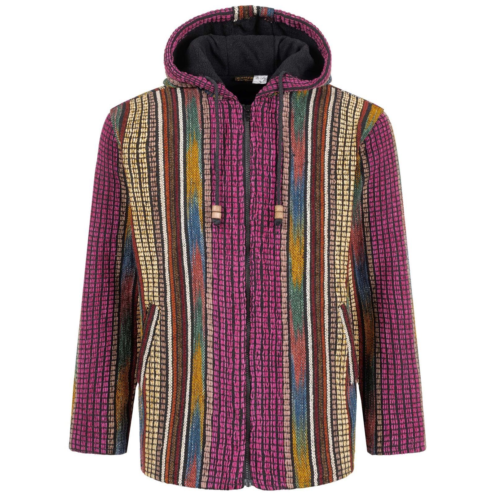 KUNST UND MAGIE Kapuzennickijacke Kapuzenjacke Kapu Hoodie mit Kapuze Goa Hippie Jacke Nepal Fair