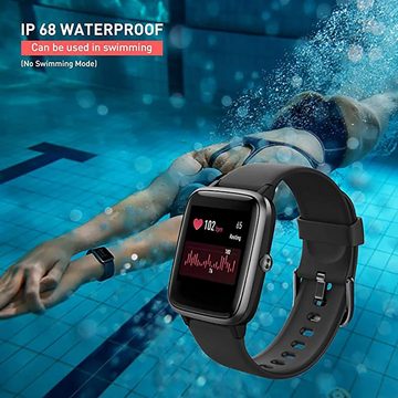 Fitpolo Fitness Tracker herzfrequenz IP68 Wasserdicht Smartwatch (1,3 Zoll, Android/iOS), mit Musiksteuer Schlafmonitor für Damen Herren Kinder