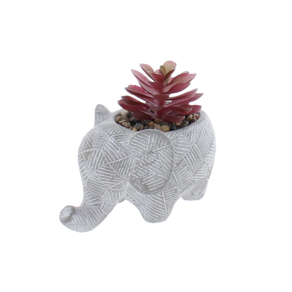 MICA Blumentopf Pflanztopf Elefant mit Sukkulente - ca. 14 x 9 x 11 cm