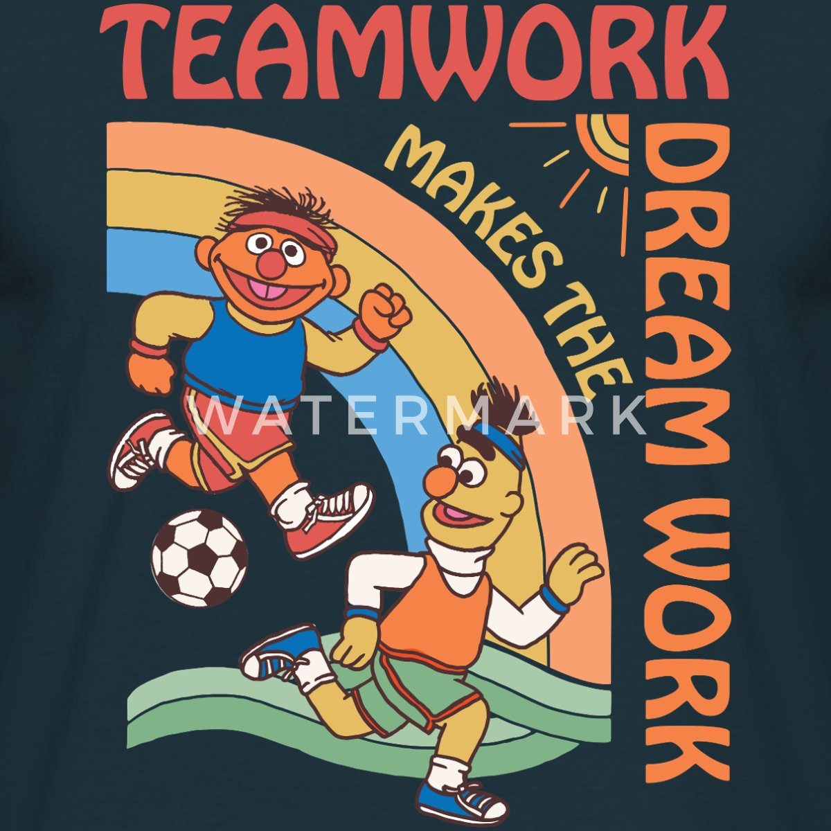 Spreadshirt T-Shirt Sesamstraße Teamwork Makes The Dream Work Männer T-Shirt (1-tlg)