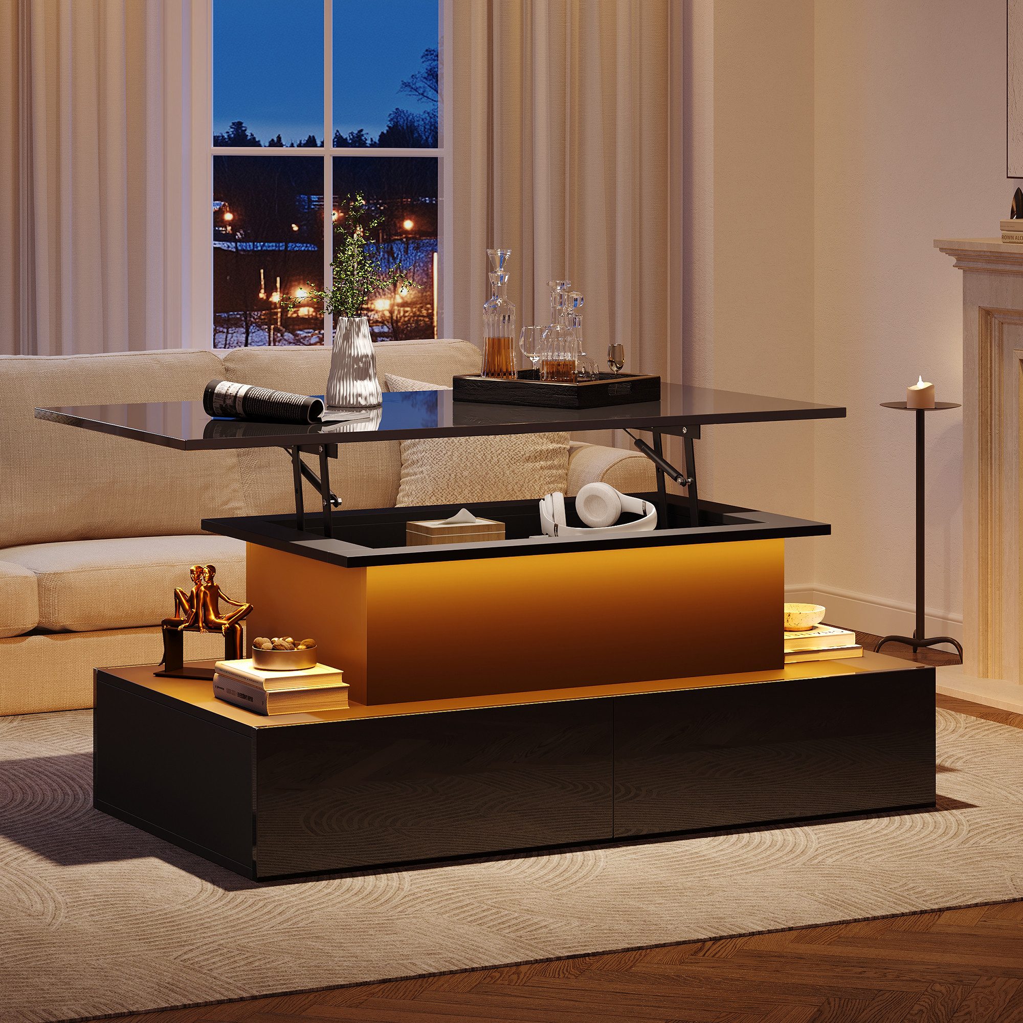 STILVORA Couchtisch Hebbarer Wohnezimmertisch mit LED,Beistelltisch günstig online kaufen
