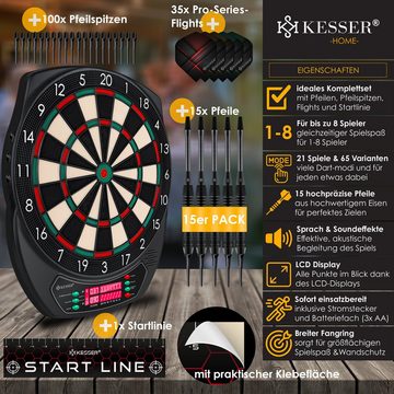 KESSER Dartscheibe, Elektronische Dartscheibe Profi Set E Dartboard mit 15 Dart